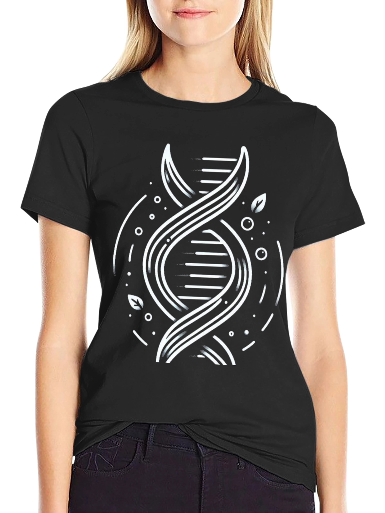 DNA Graphic Print Black T-Shirt