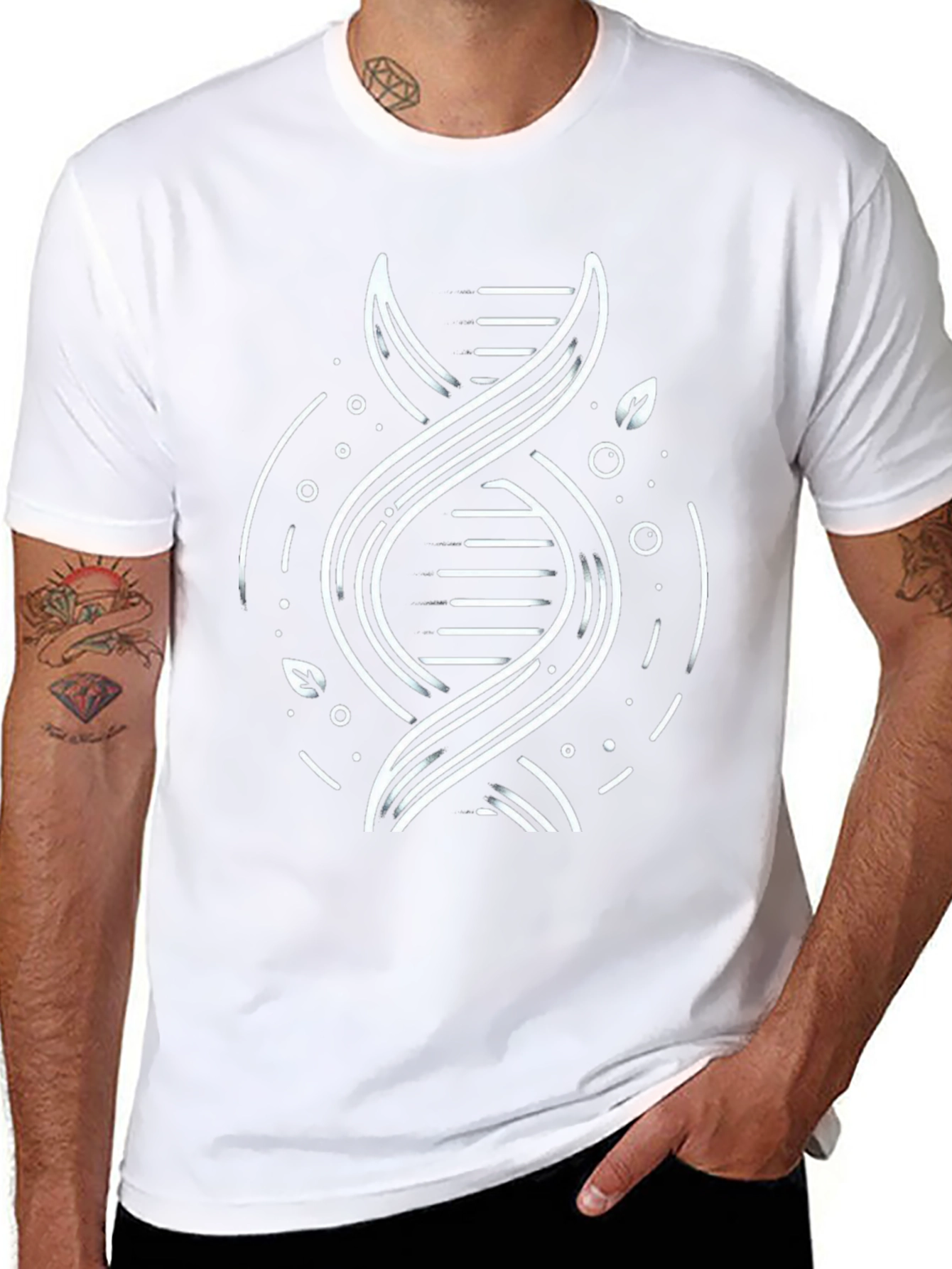 DNA Graphic Print Black T-Shirt