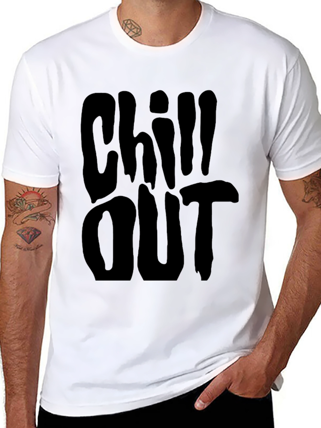 Chill Out Black T-Shirt Relaxed Casual Wear