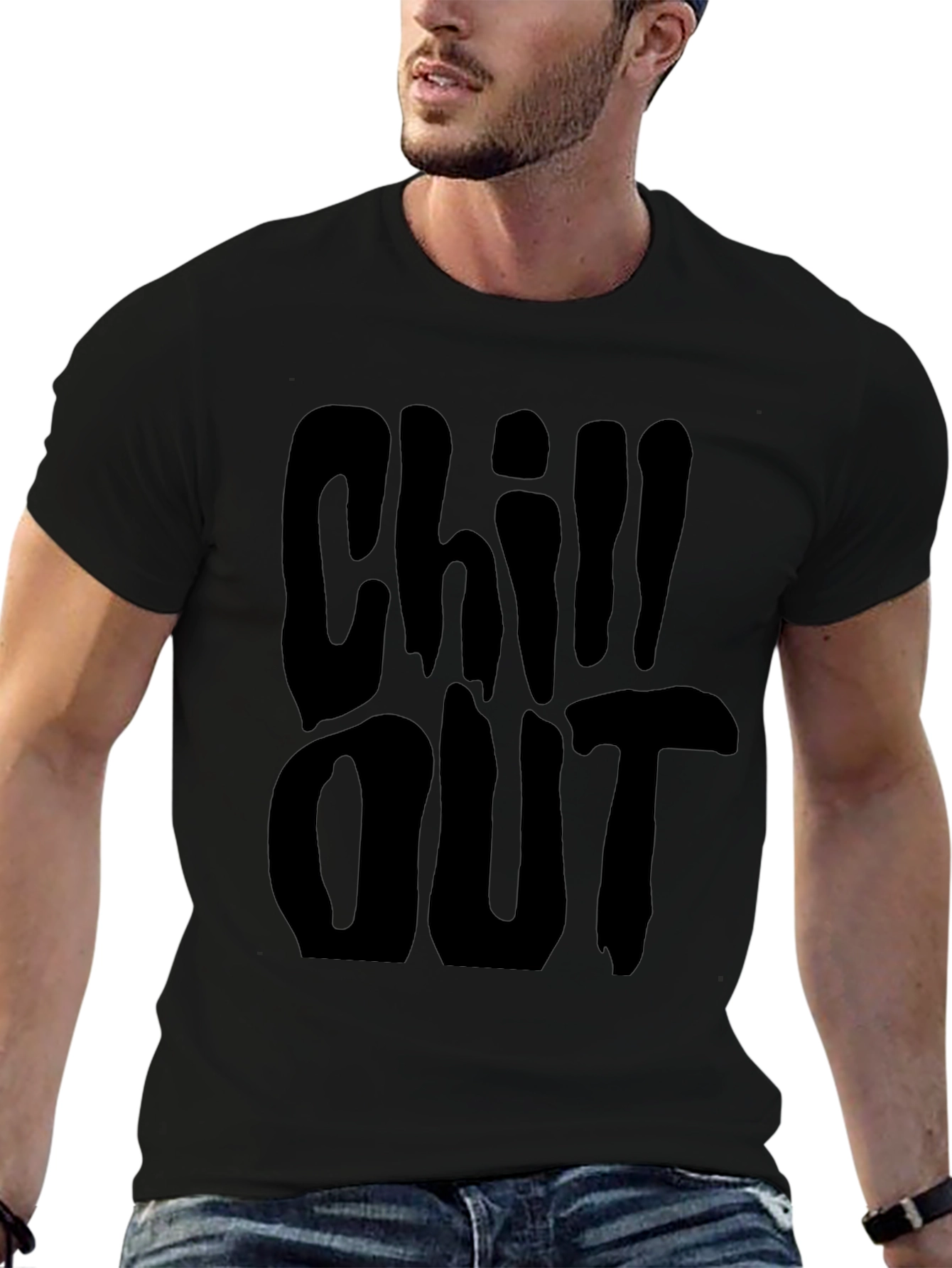 Chill Out Black T-Shirt Relaxed Casual Wear