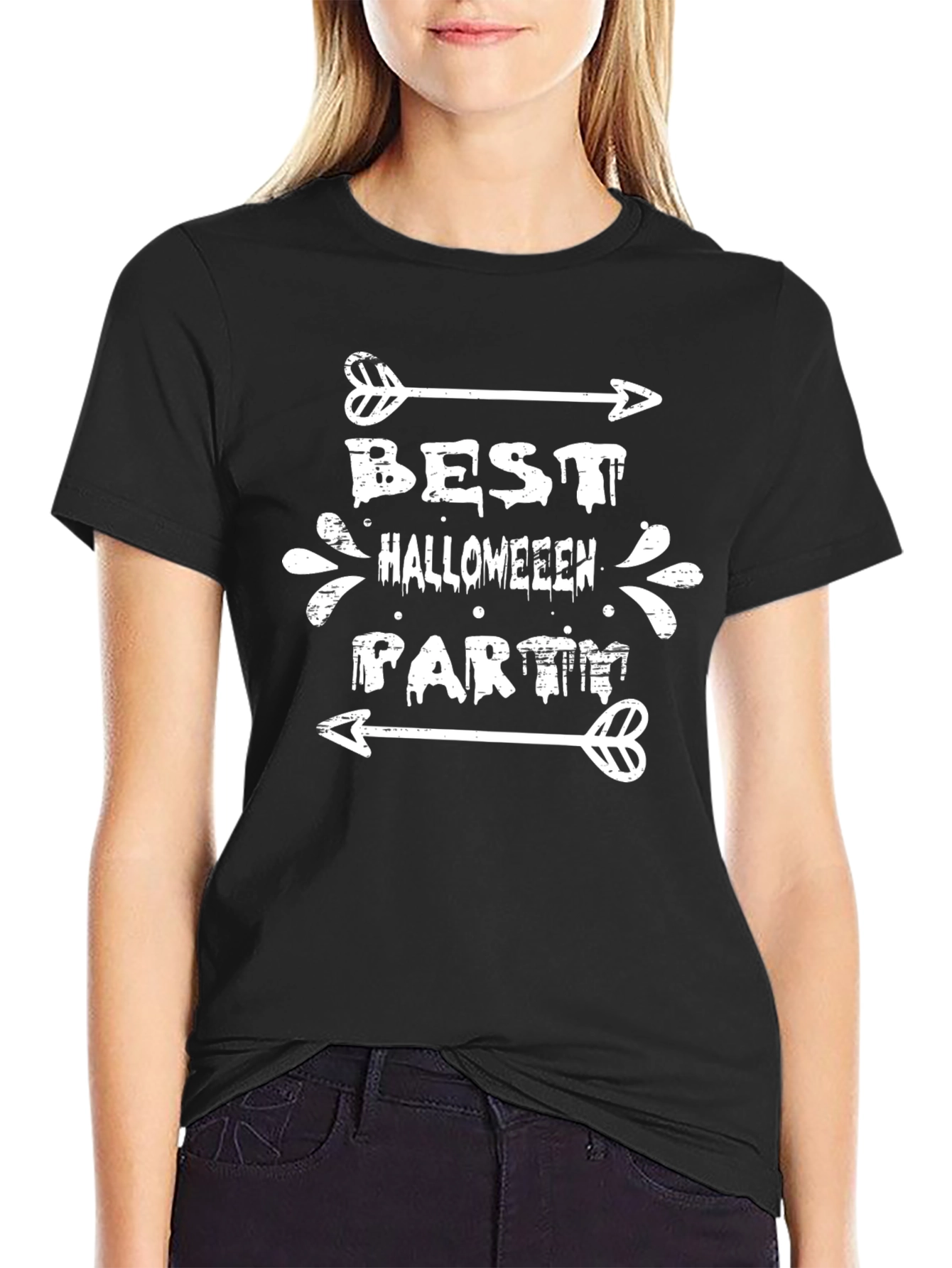 Best Halloween Party Tee - Black Graphic T-Shirt