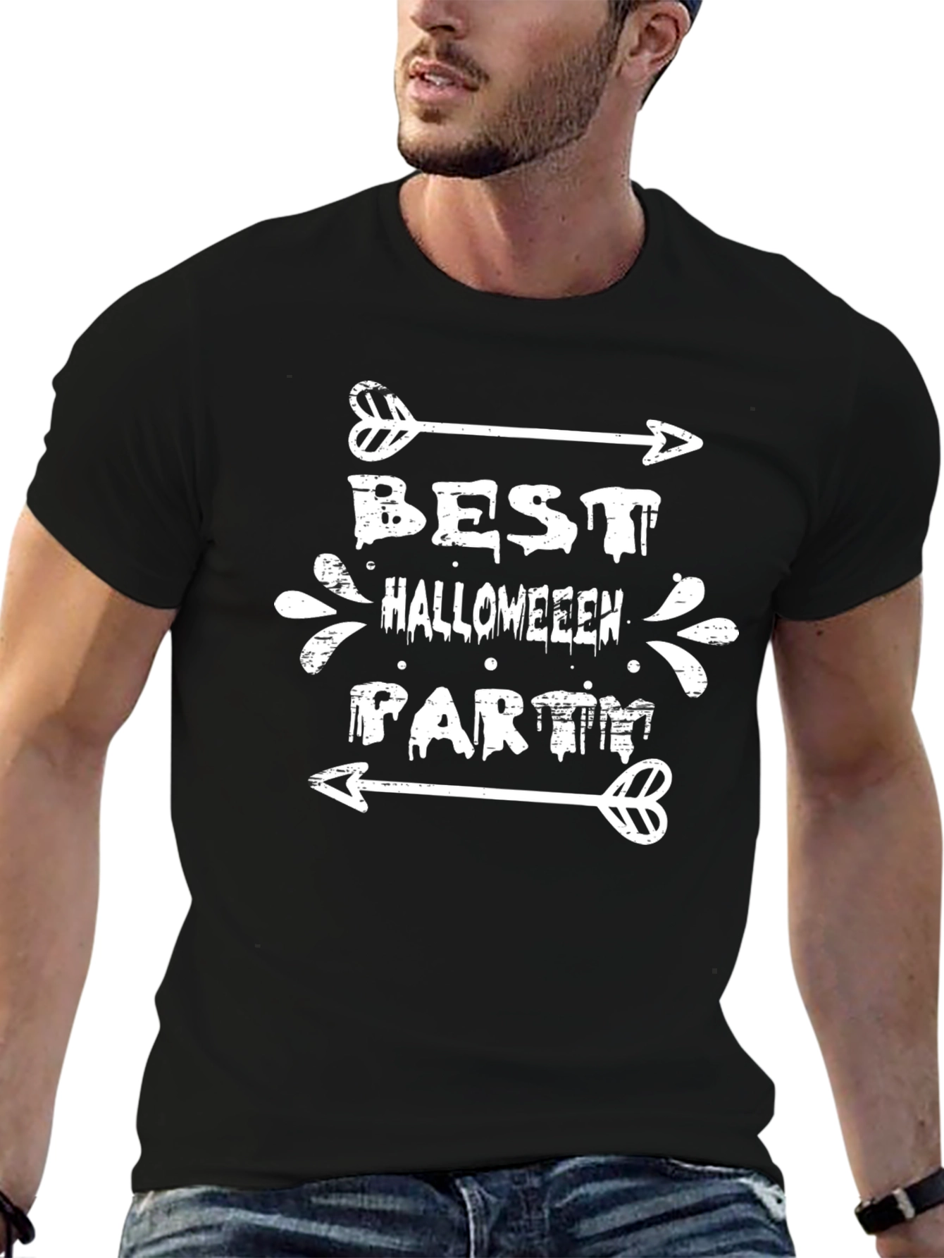 Best Halloween Party Tee - Black Graphic T-Shirt
