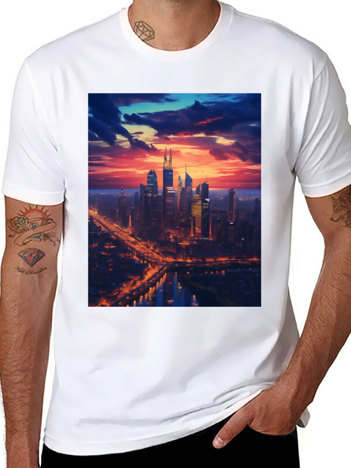 Cityscape Sunset Graphic Tee