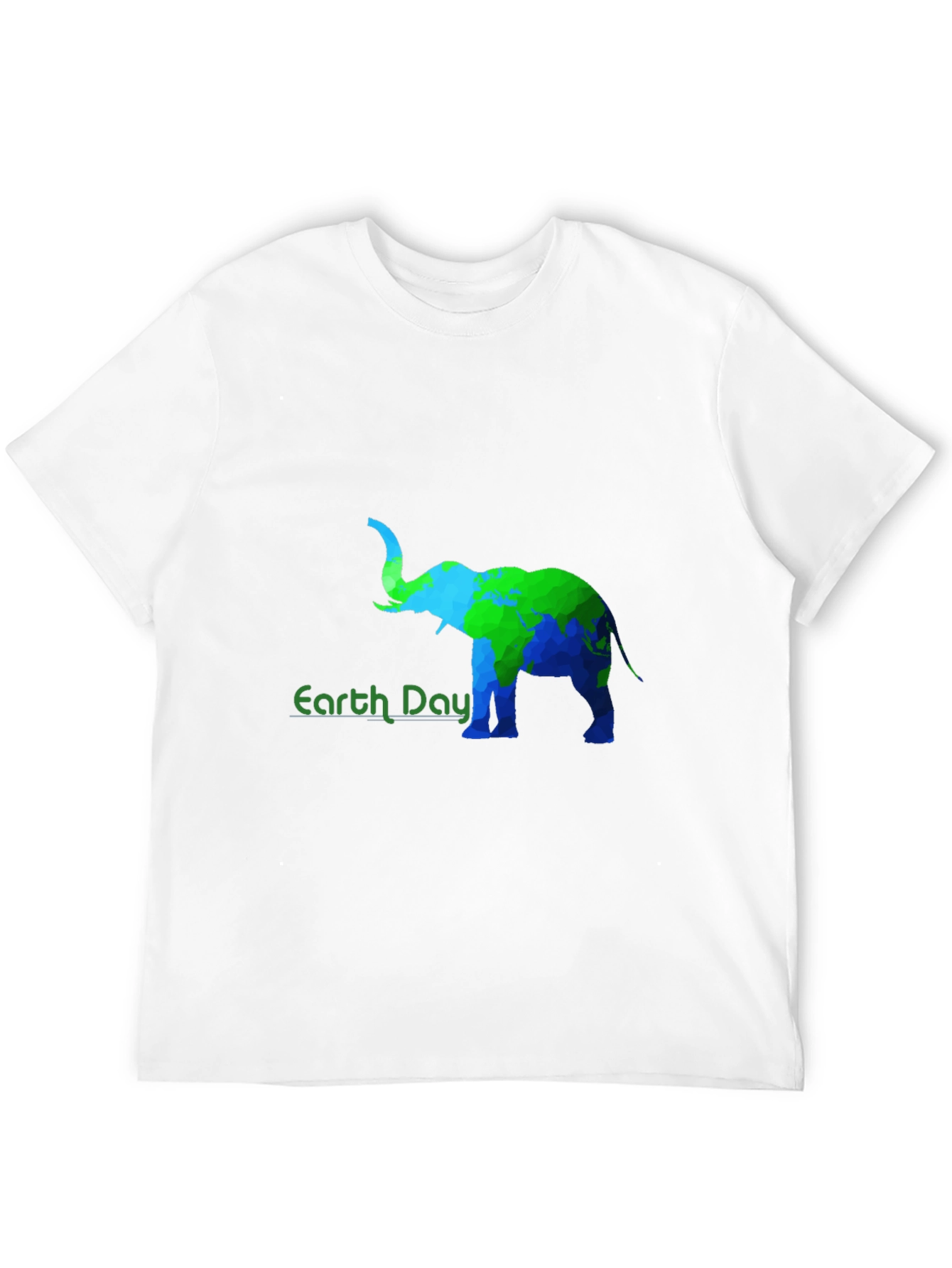Earth Day Elephant Graphic Tee - Black Cotton T-Shirt