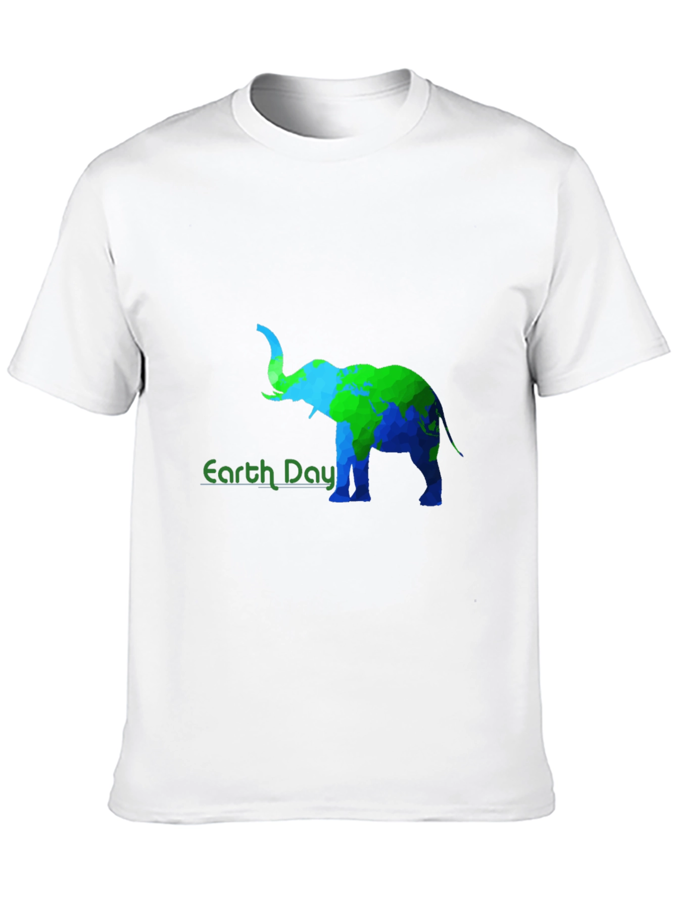 Earth Day Elephant Graphic Tee - Black Cotton T-Shirt