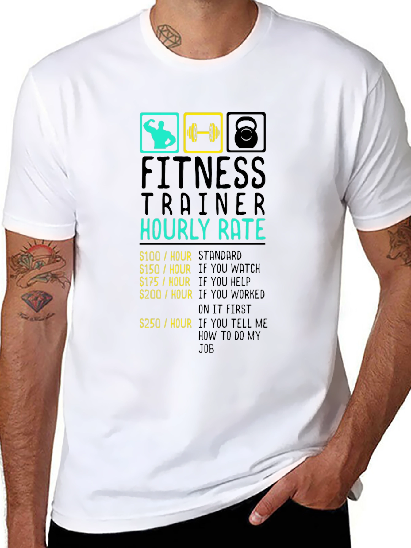 Fitness Trainer Hourly Rate Black Graphic T-Shirt