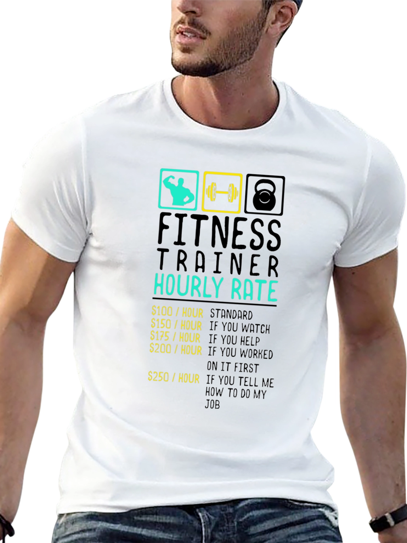 Fitness Trainer Hourly Rate Black Graphic T-Shirt