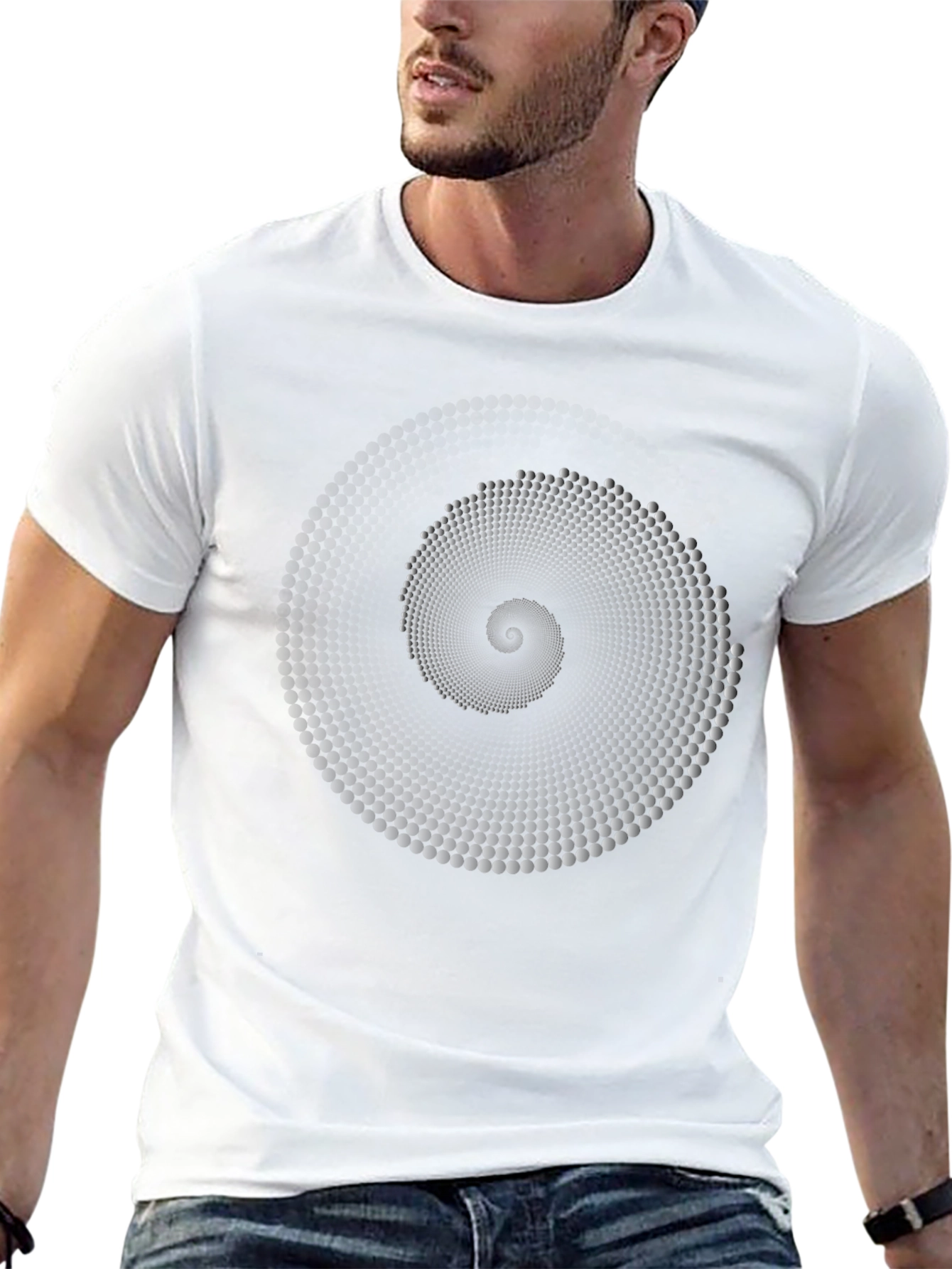 Abstract Spiral Graphic Black T-Shirt