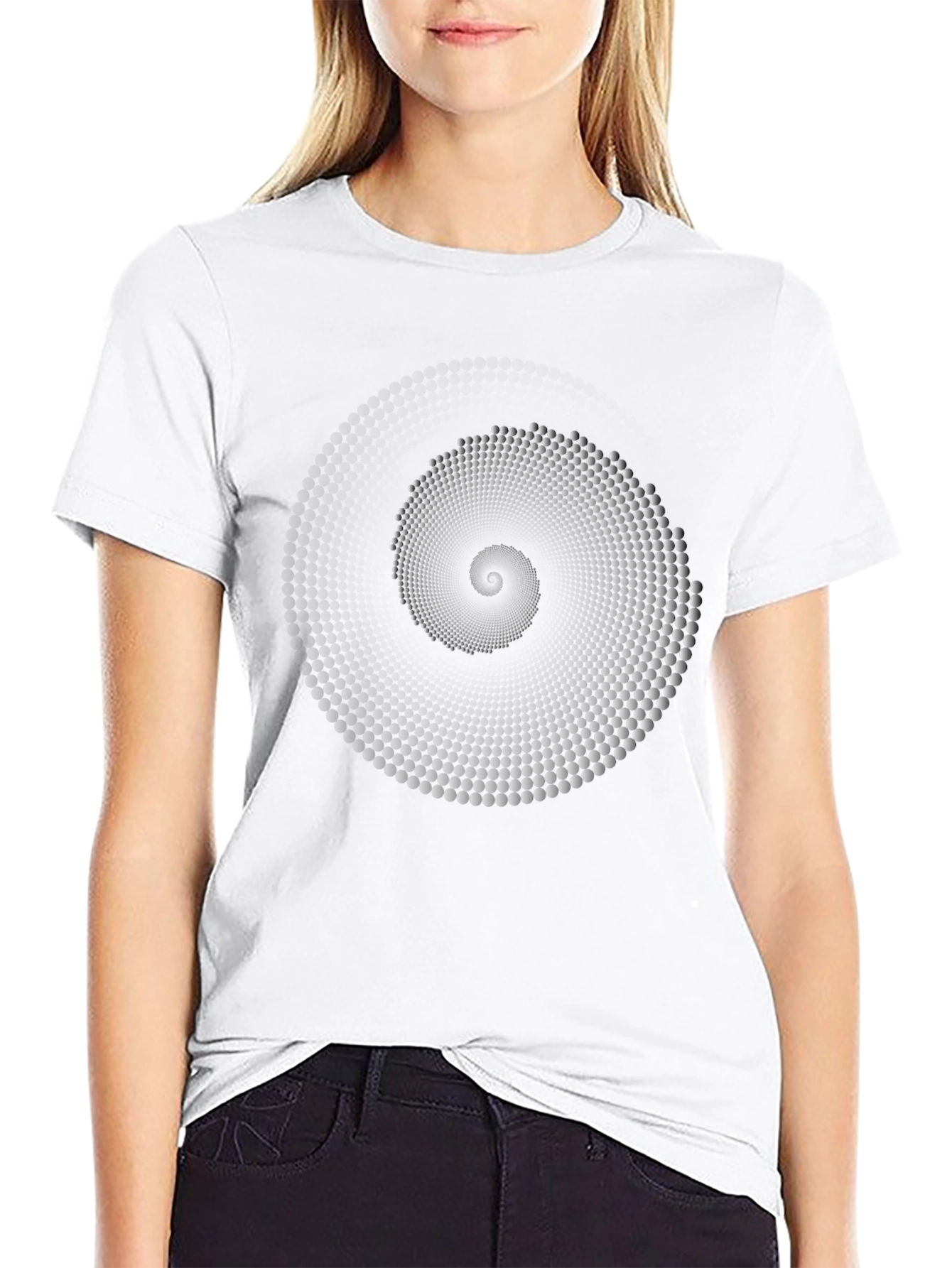 Abstract Spiral Graphic Black T-Shirt