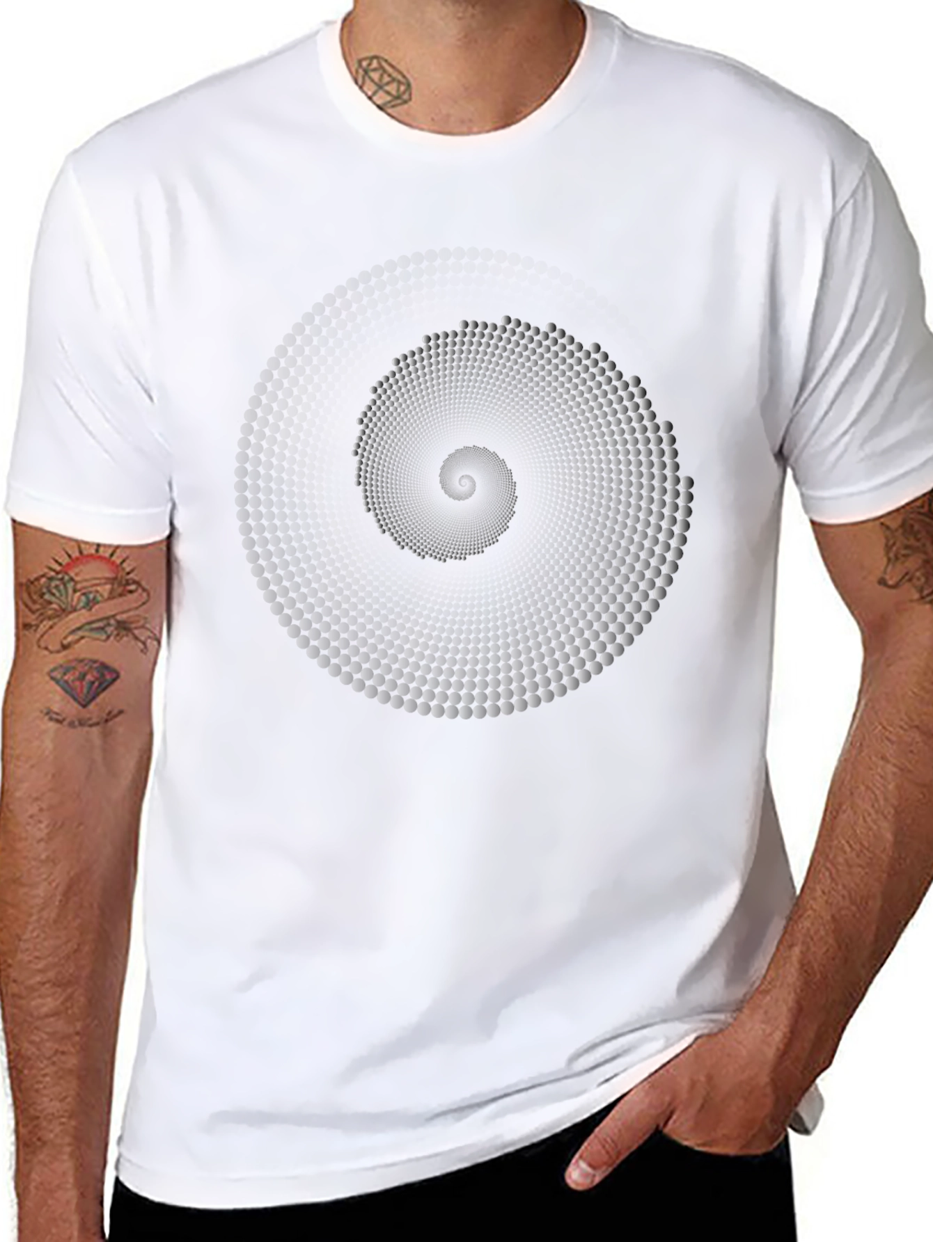 Abstract Spiral Graphic Black T-Shirt