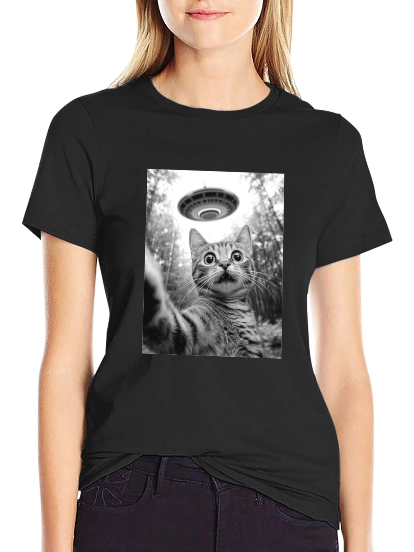 UFO Cat T-Shirt: Funny Alien Abduction Tee