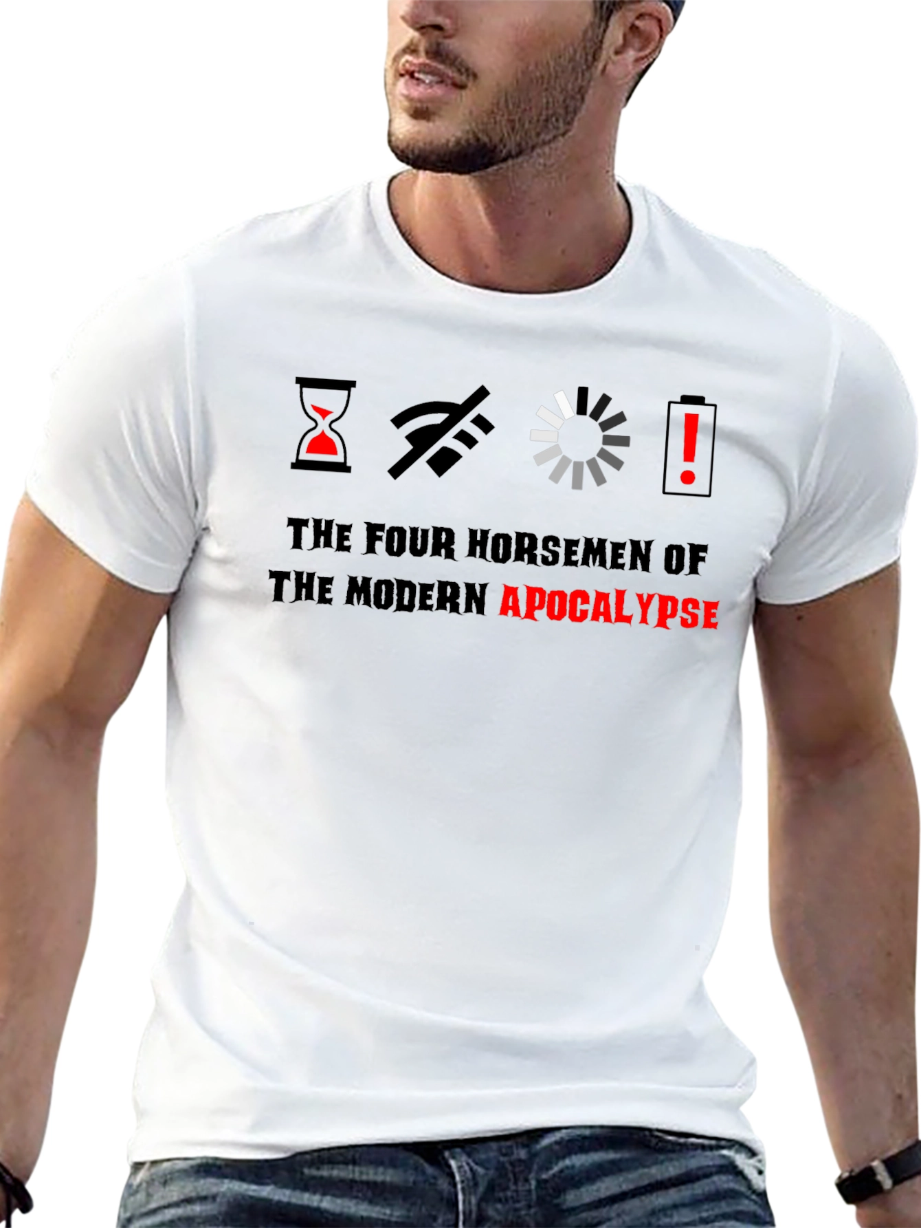 Modern Apocalypse Graphic Tee - Humorous Tech Design