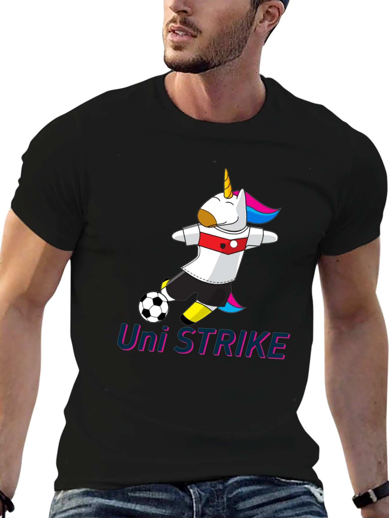 Uni Strike Soccer T-Shirt - Black Cotton Blend