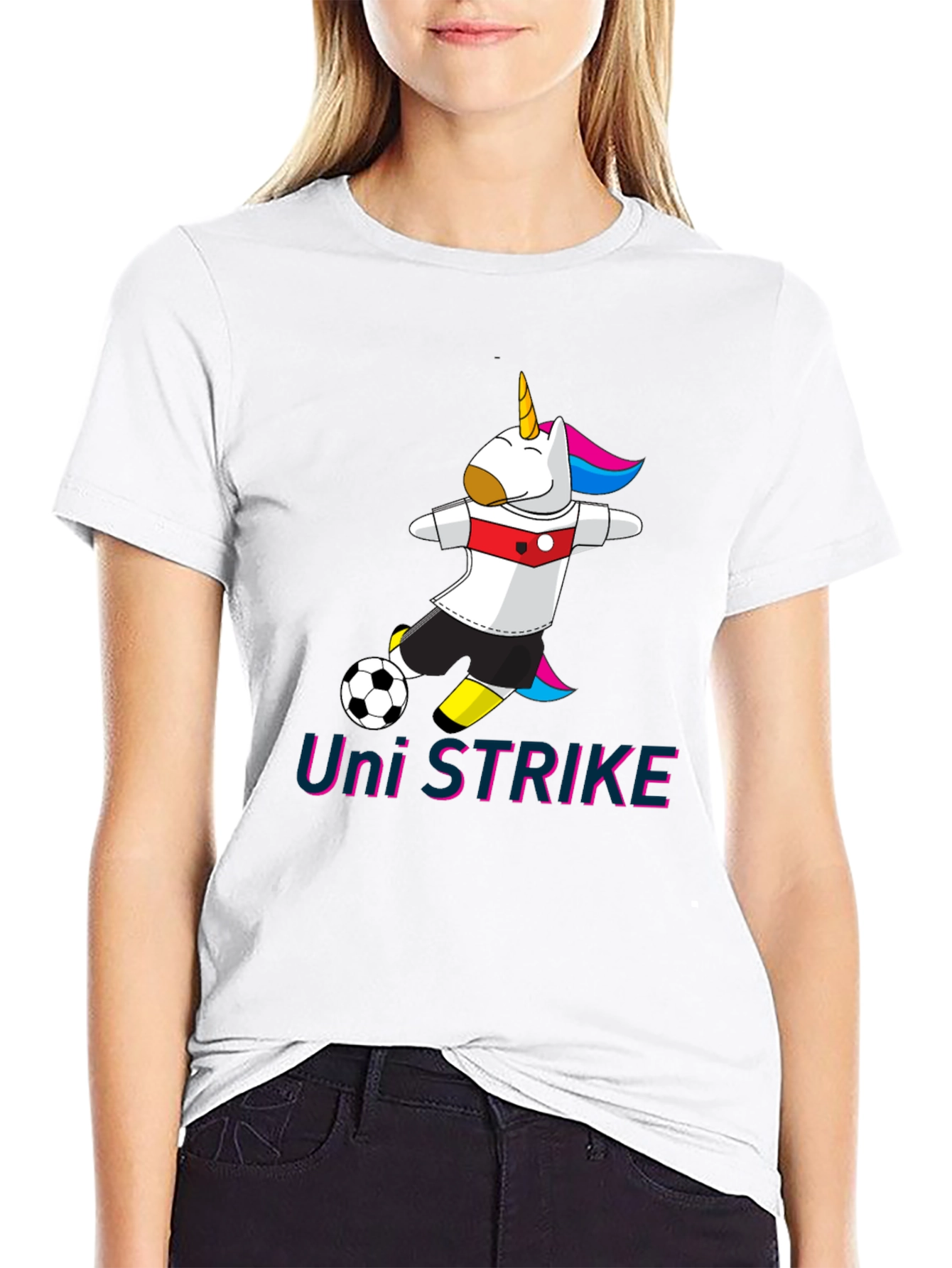 Uni Strike Soccer T-Shirt - Black Cotton Blend