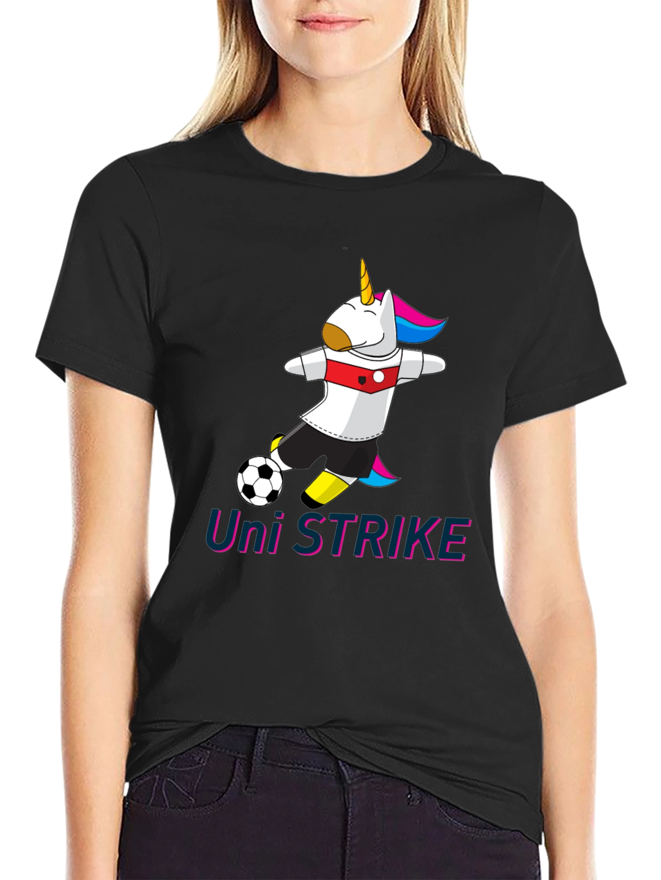 Uni Strike Soccer T-Shirt - Black Cotton Blend