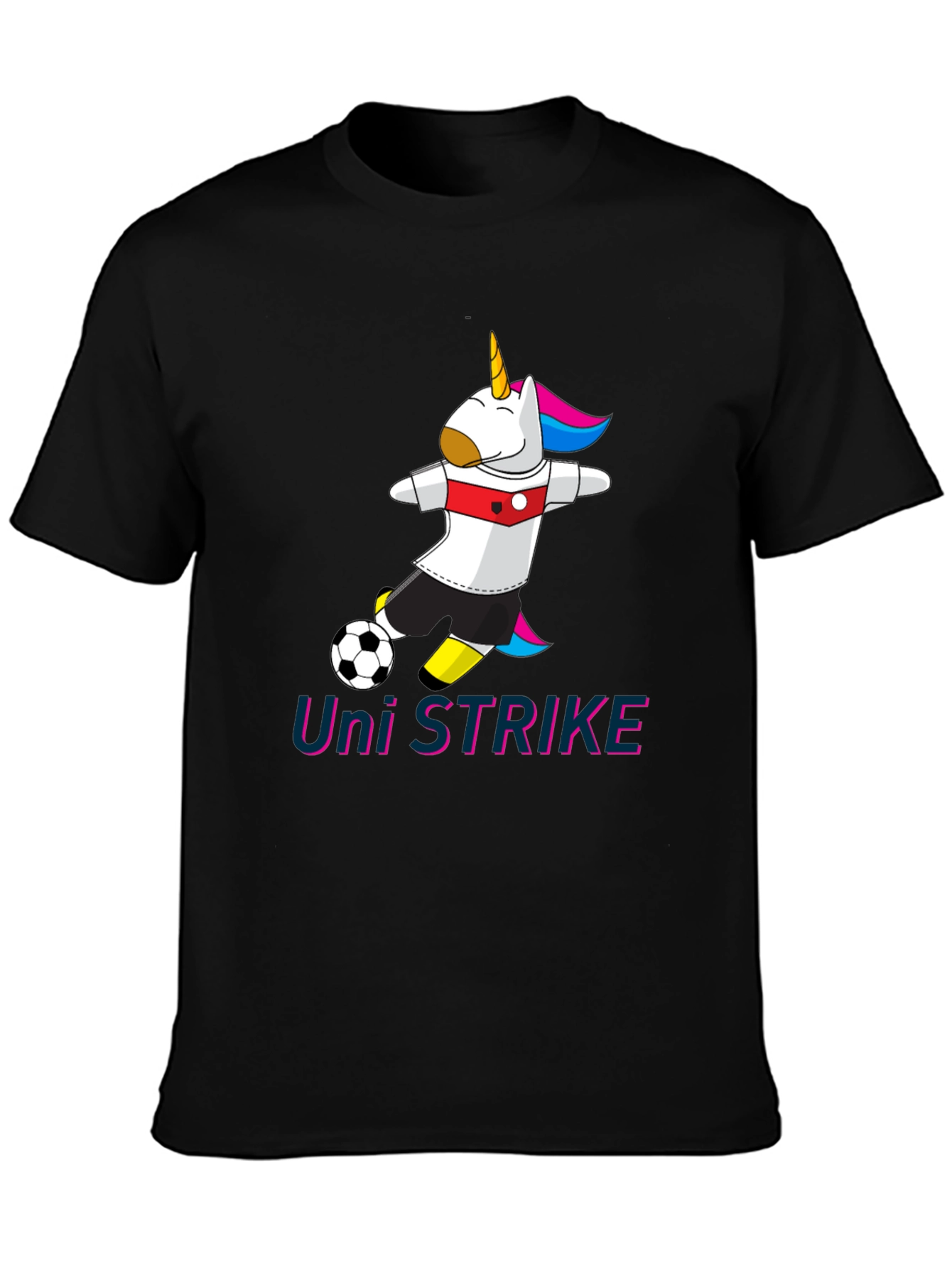 Uni Strike Soccer T-Shirt - Black Cotton Blend