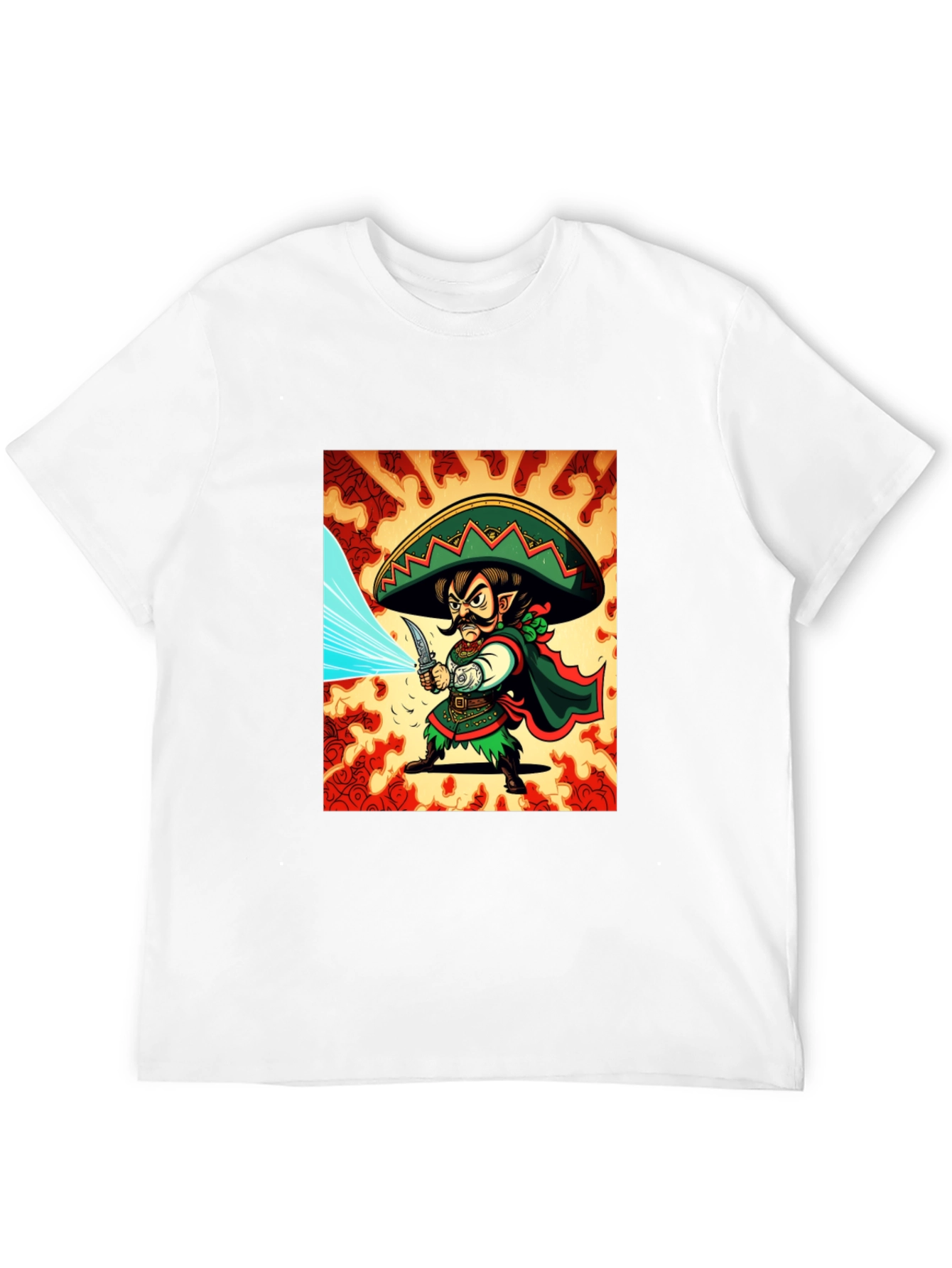 Mexican Elf Warrior Graphic Tee - Black Cotton