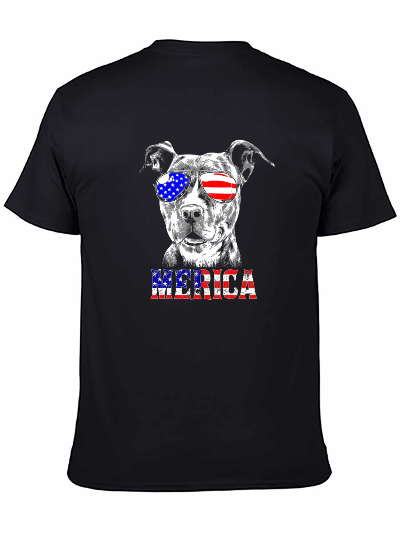 Patriotic Pitbull T-Shirt - American Flag Sunglasses