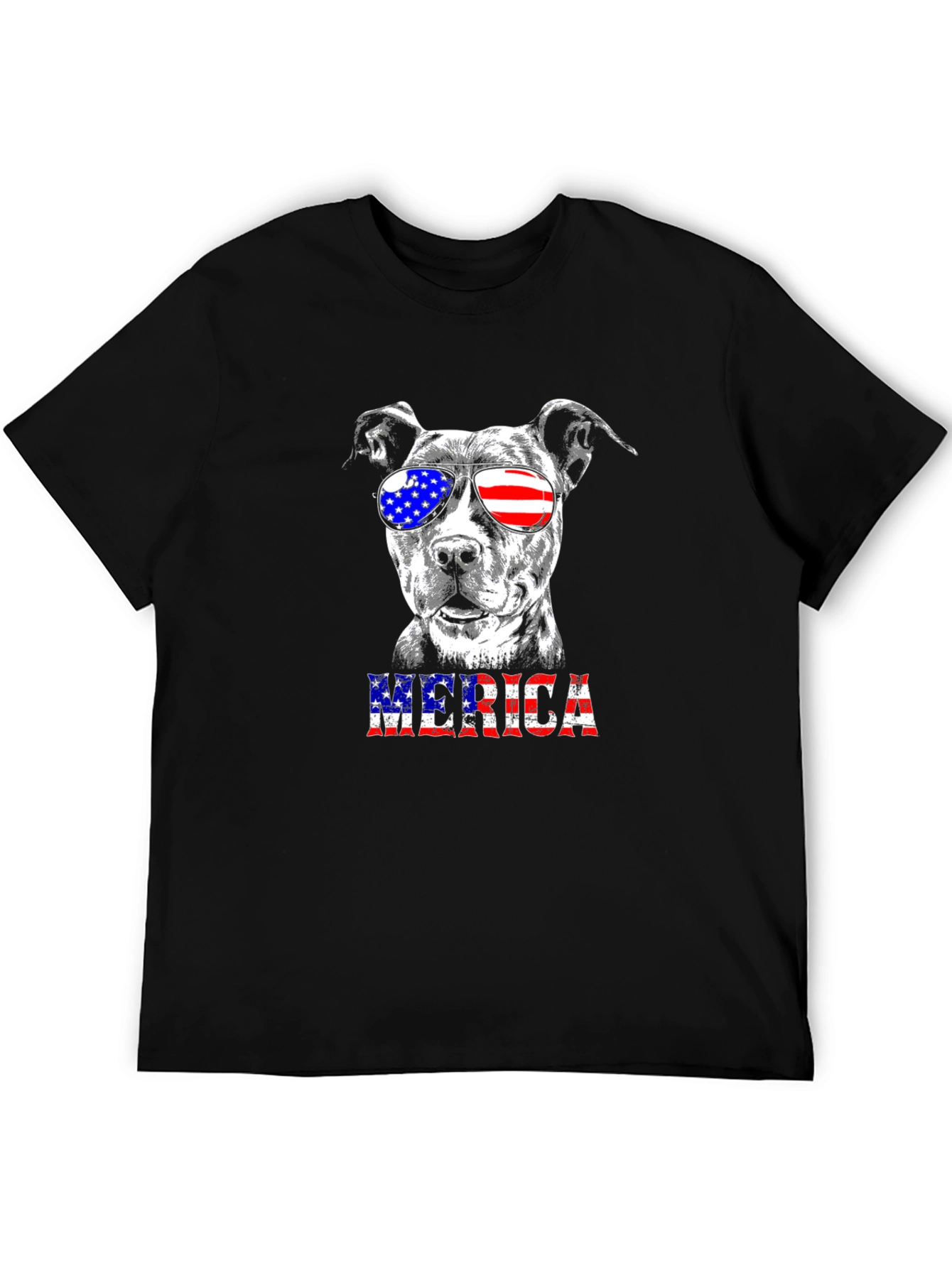 Patriotic Pitbull T-Shirt - American Flag Sunglasses