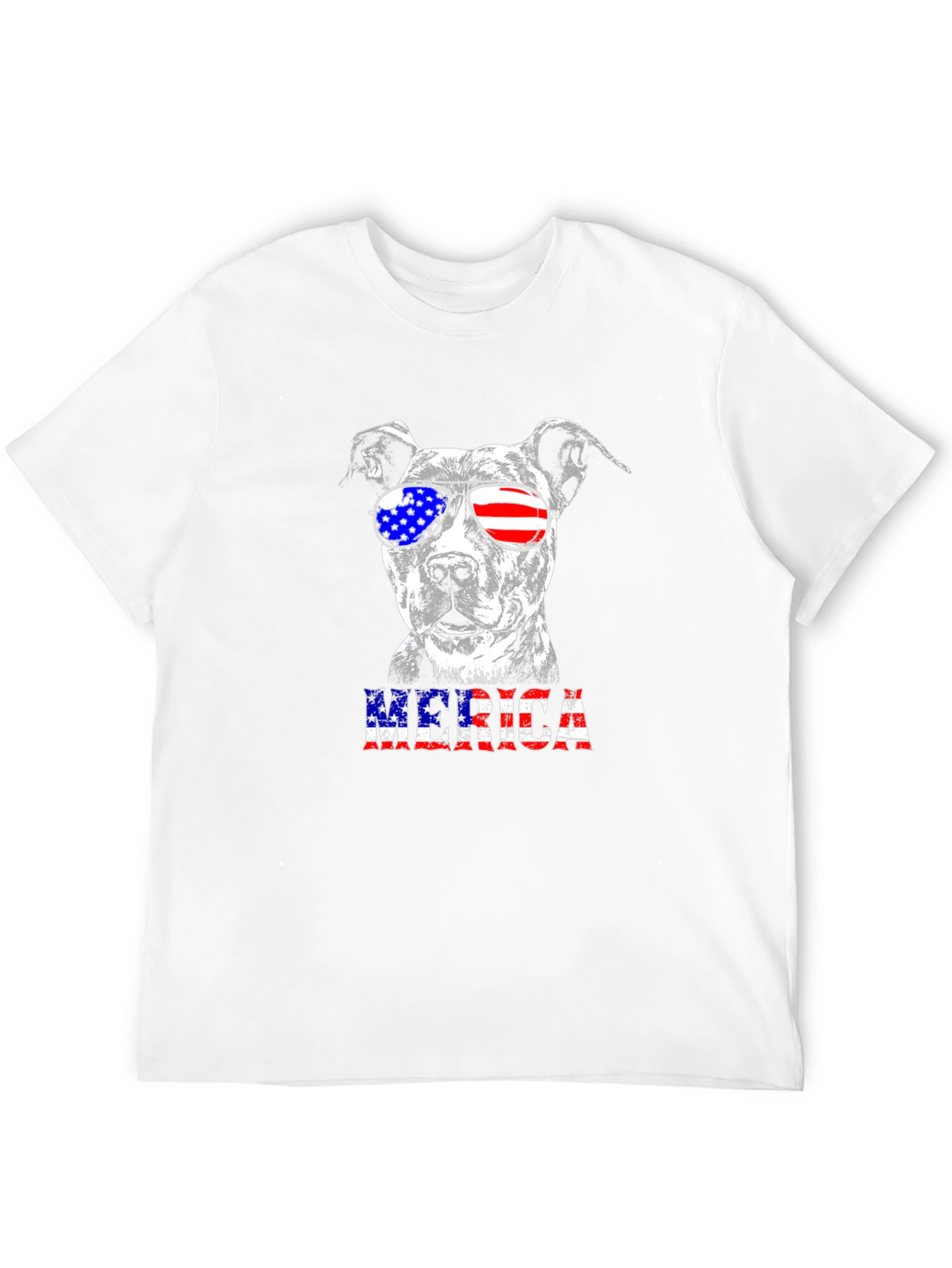 Patriotic Pitbull T-Shirt - American Flag Sunglasses