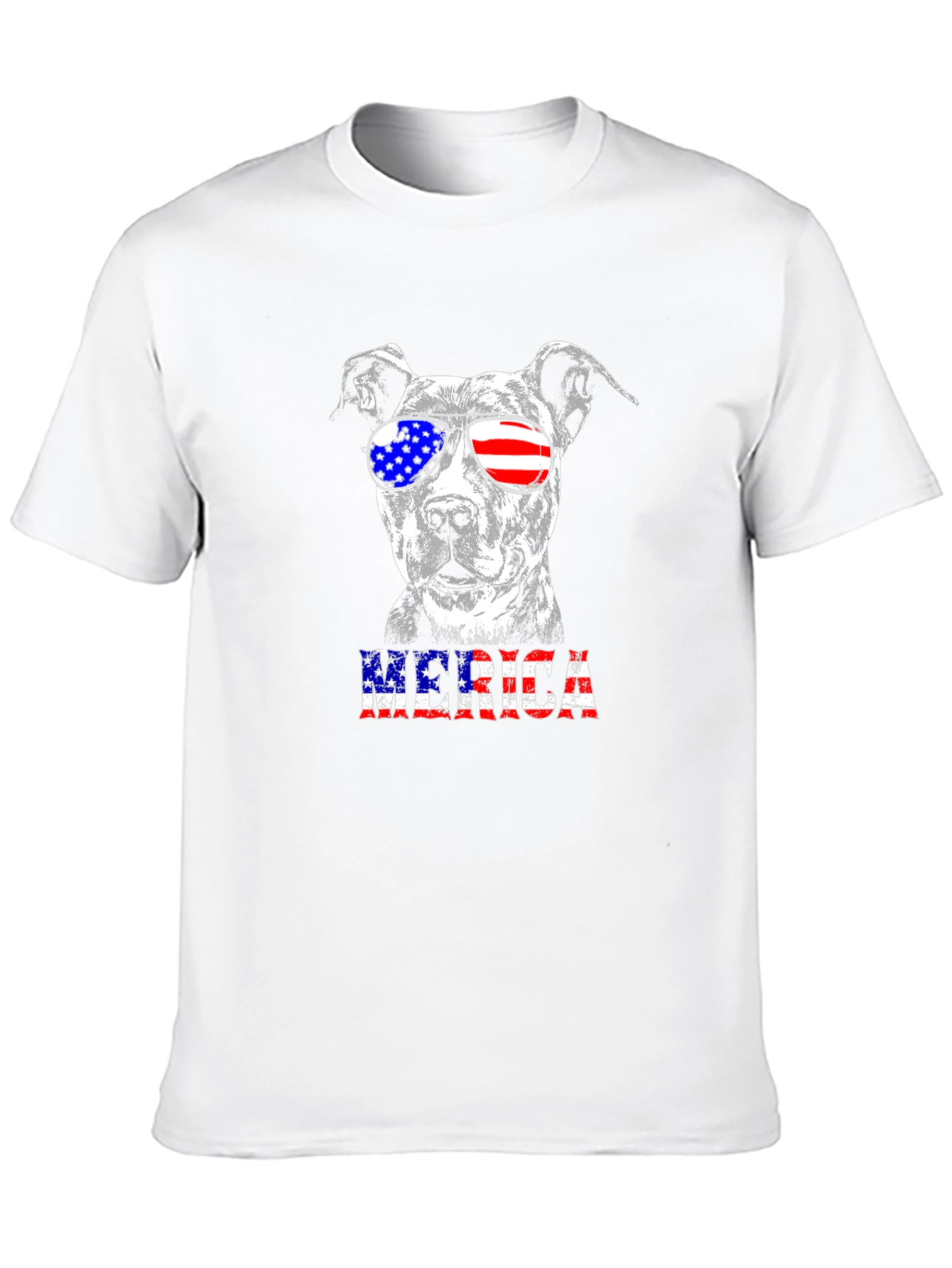 Patriotic Pitbull T-Shirt - American Flag Sunglasses