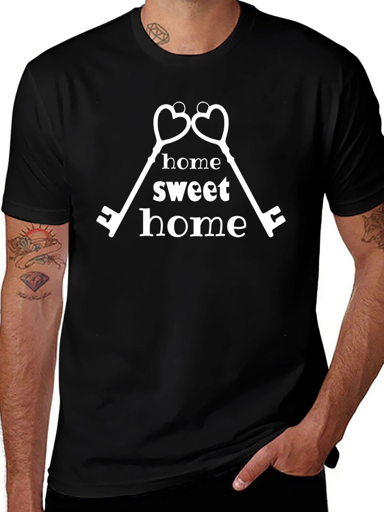 Home Sweet Home Heart Keys Graphic T-Shirt