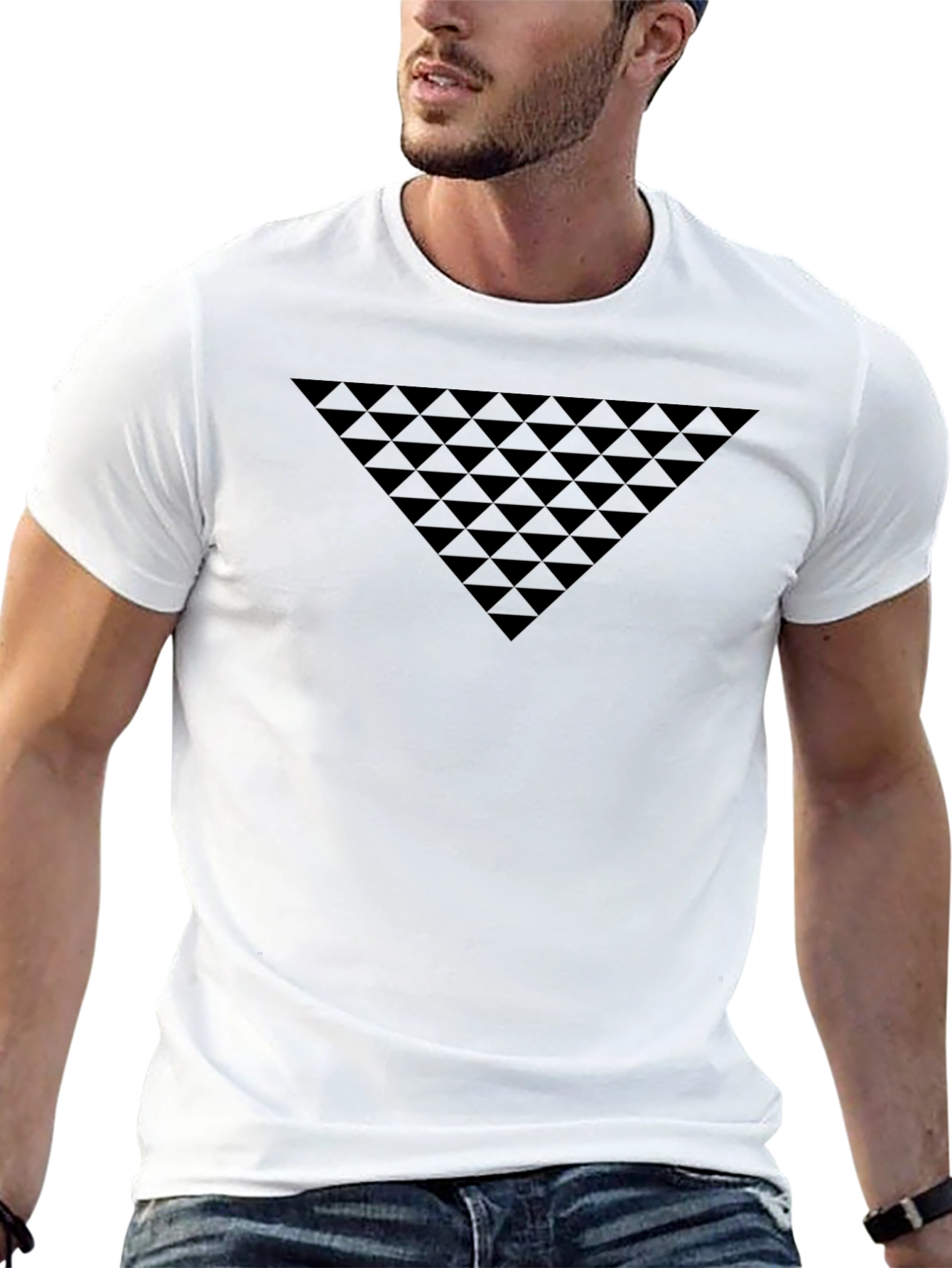 Mens Triangle Geometric Pattern Graphic T-Shirt