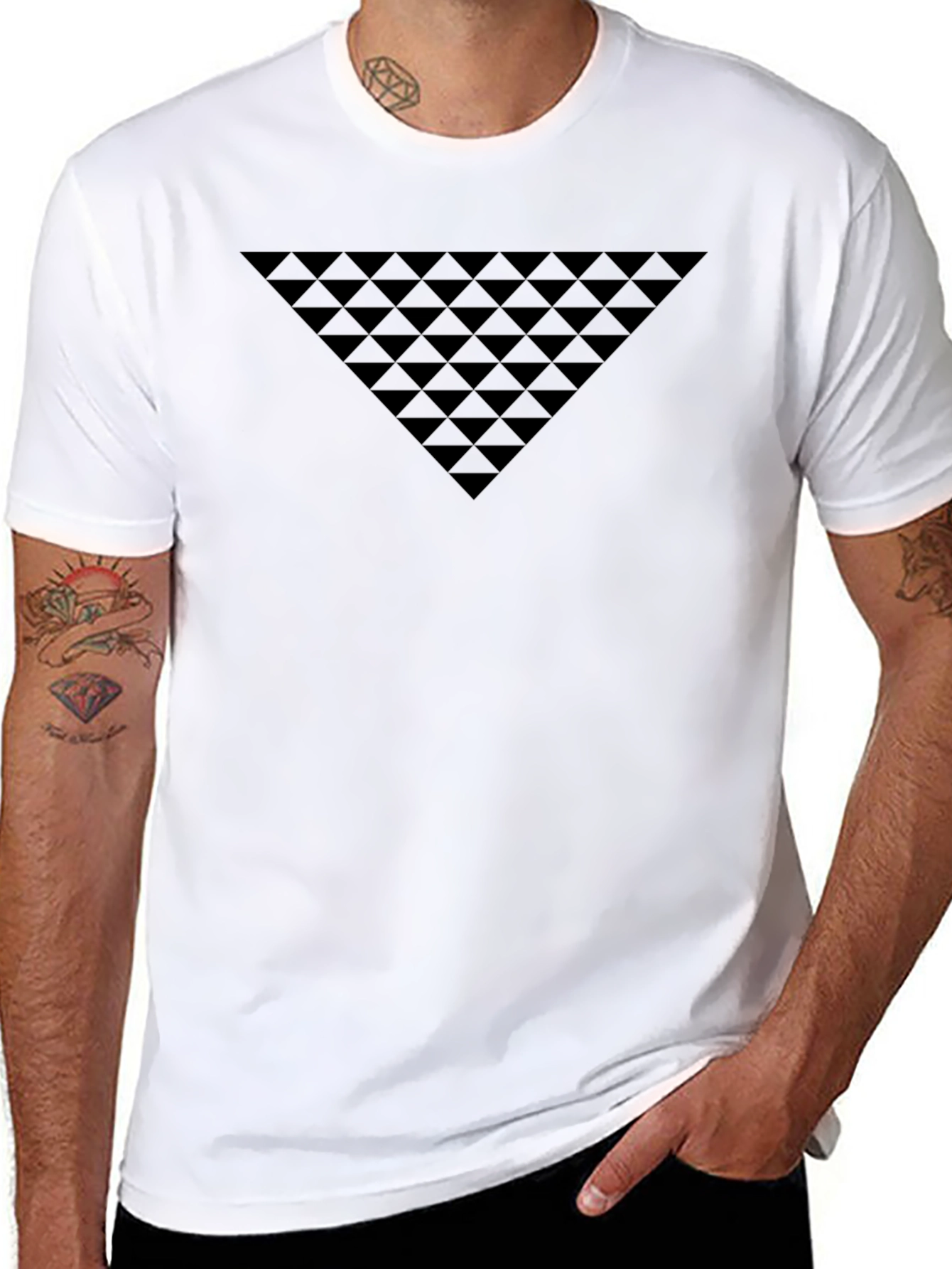 Mens Triangle Geometric Pattern Graphic T-Shirt