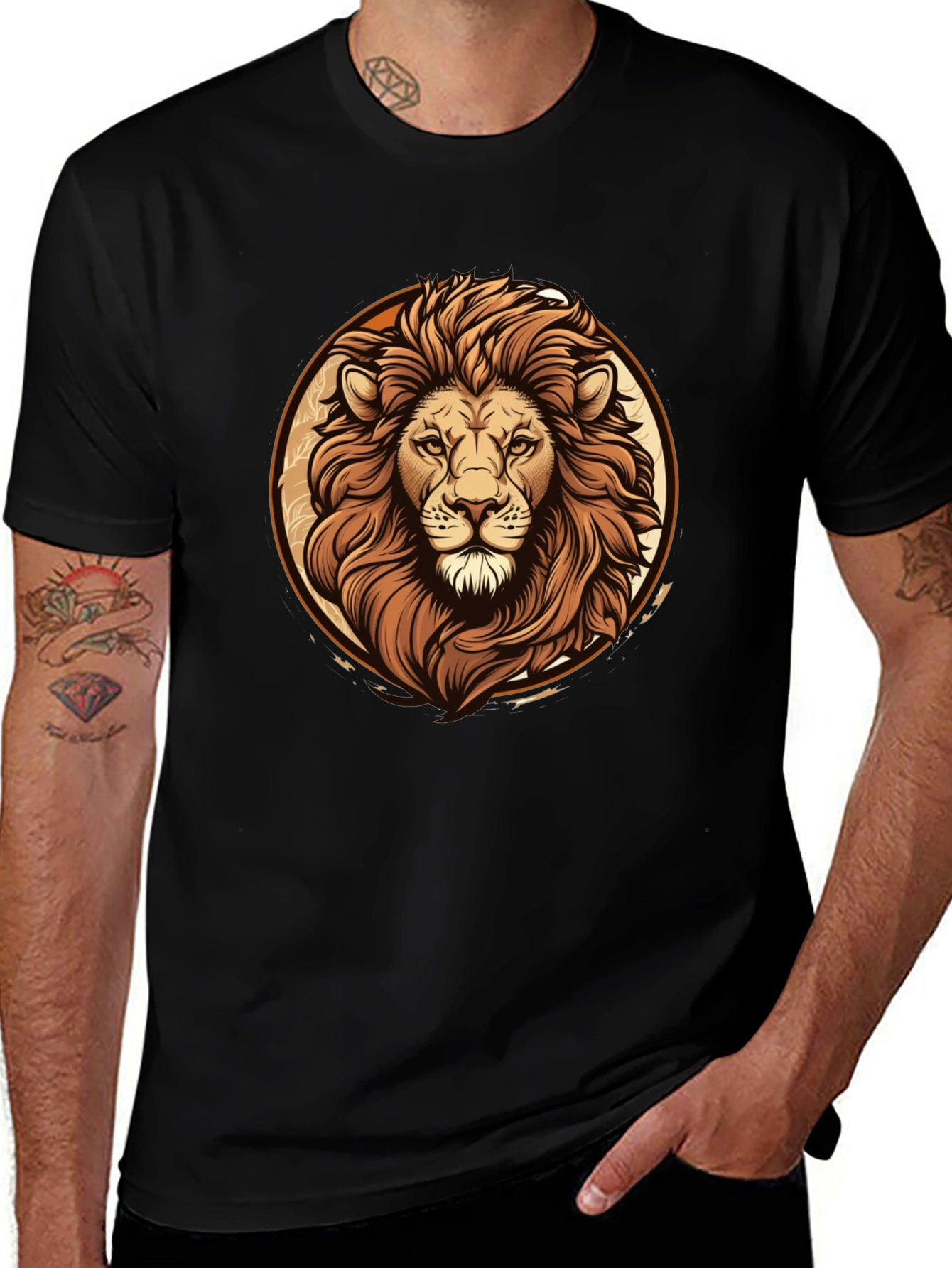 Lion Graphic Tee - Bold Animal Print Black T-Shirt