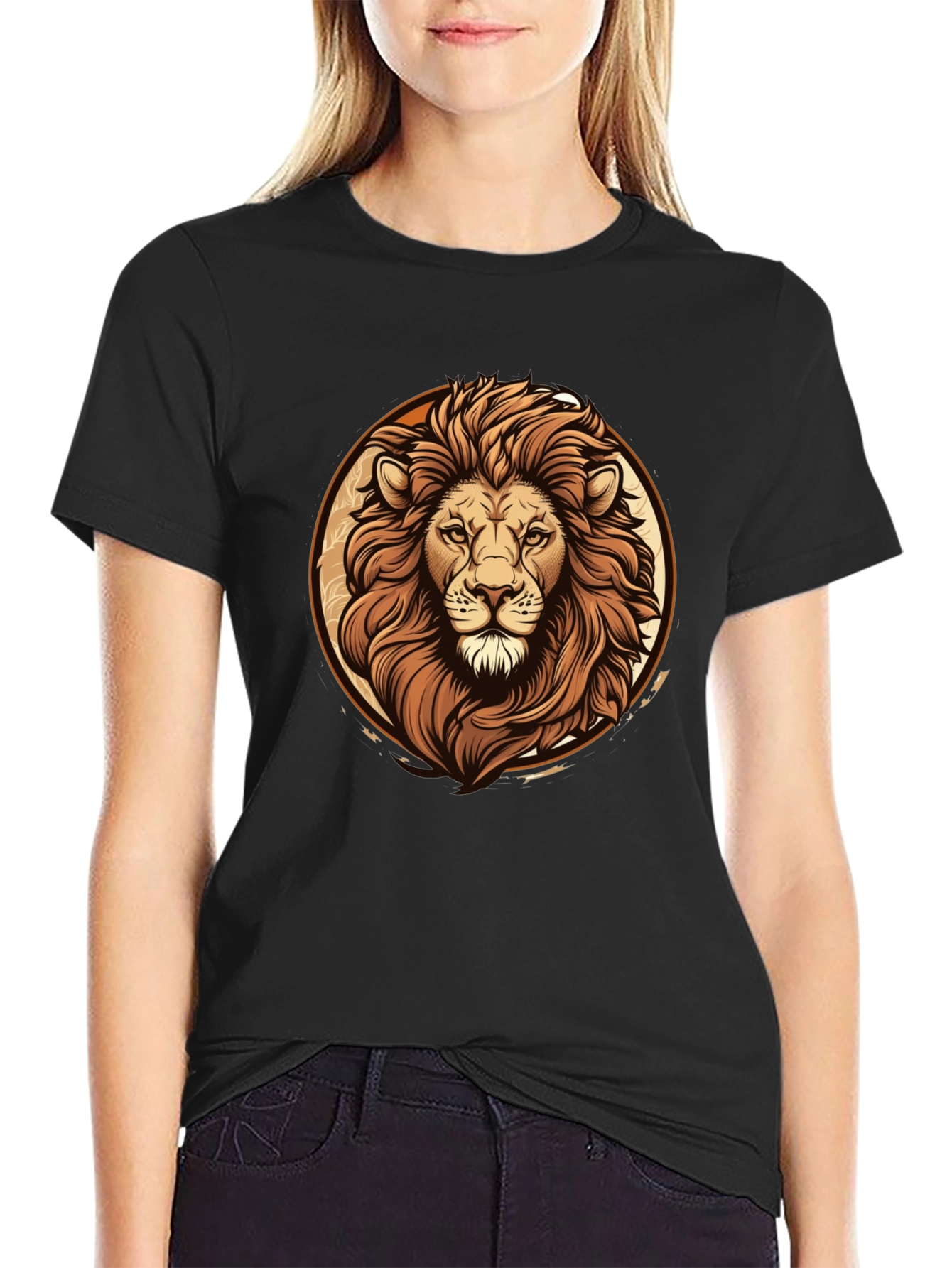 Lion Graphic Tee - Bold Animal Print Black T-Shirt