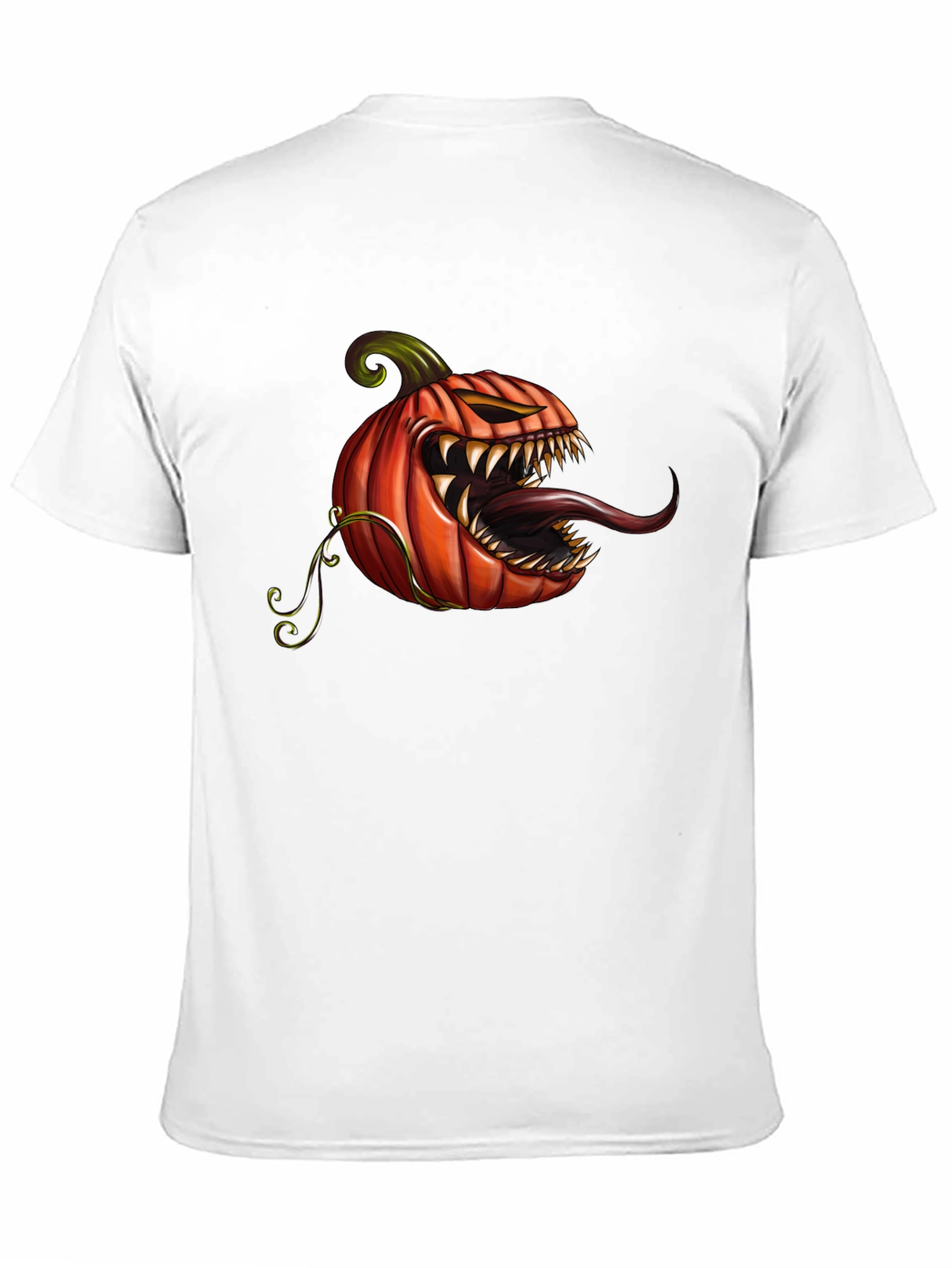 Mens Black T-Shirt with Spooky Pumpkin Design