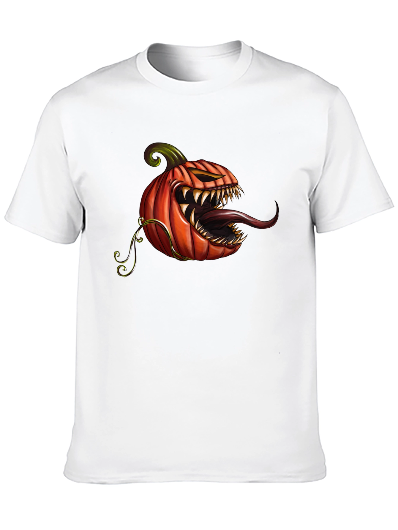 Mens Black T-Shirt with Spooky Pumpkin Design
