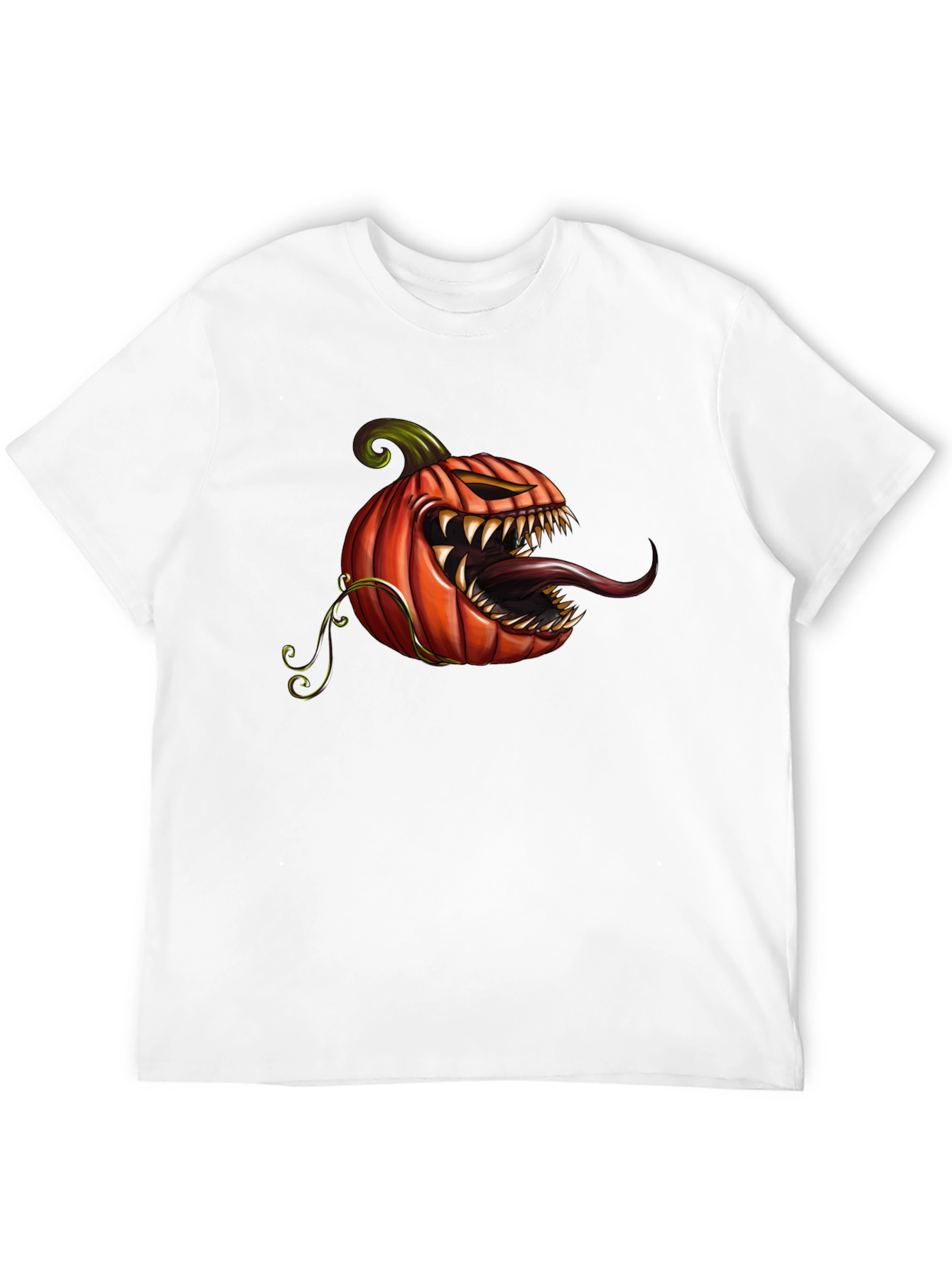 Mens Black T-Shirt with Spooky Pumpkin Design