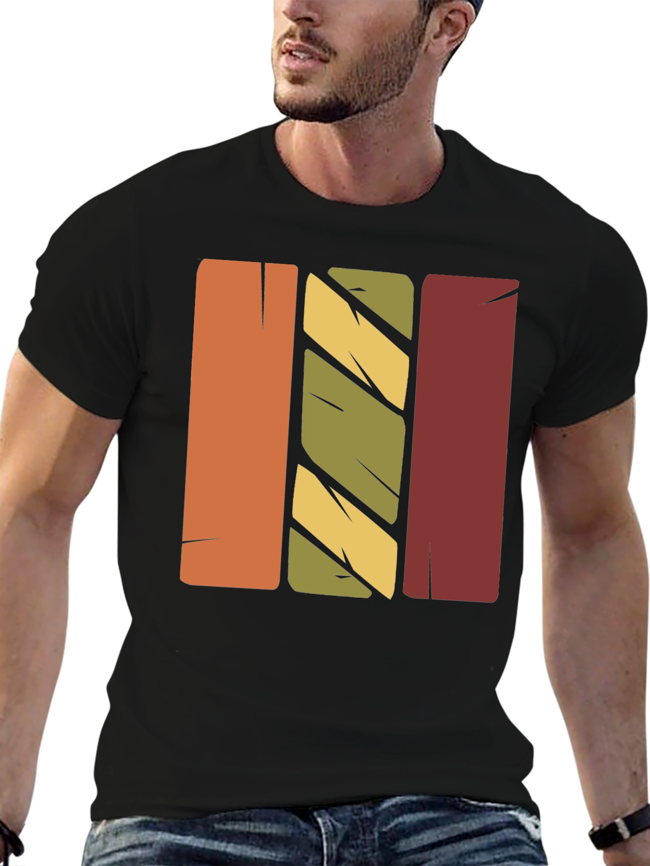 Retro Vertical Stripes Graphic T-Shirt