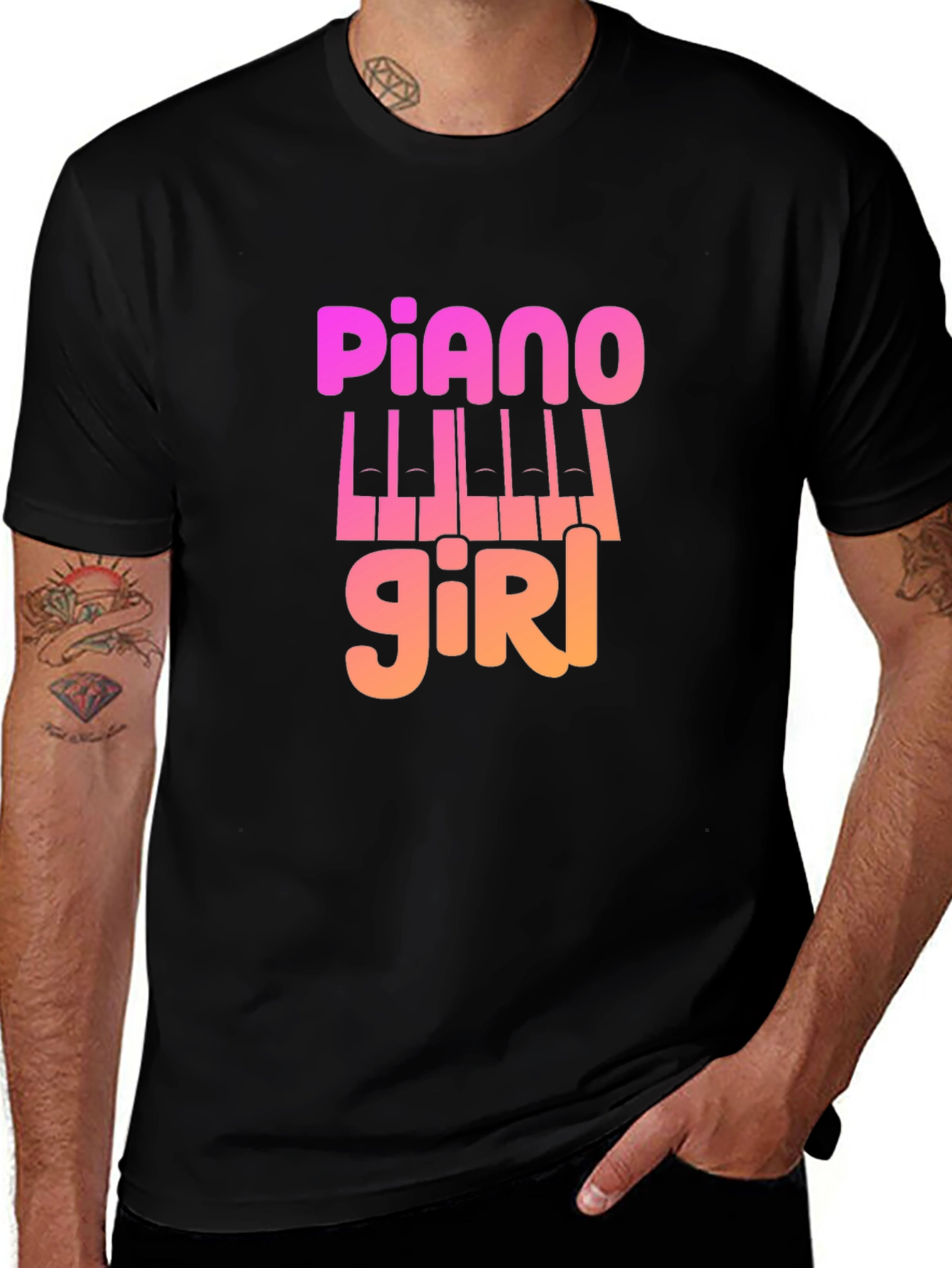 Piano Girl Graphic Tee - Music Lovers T-Shirt