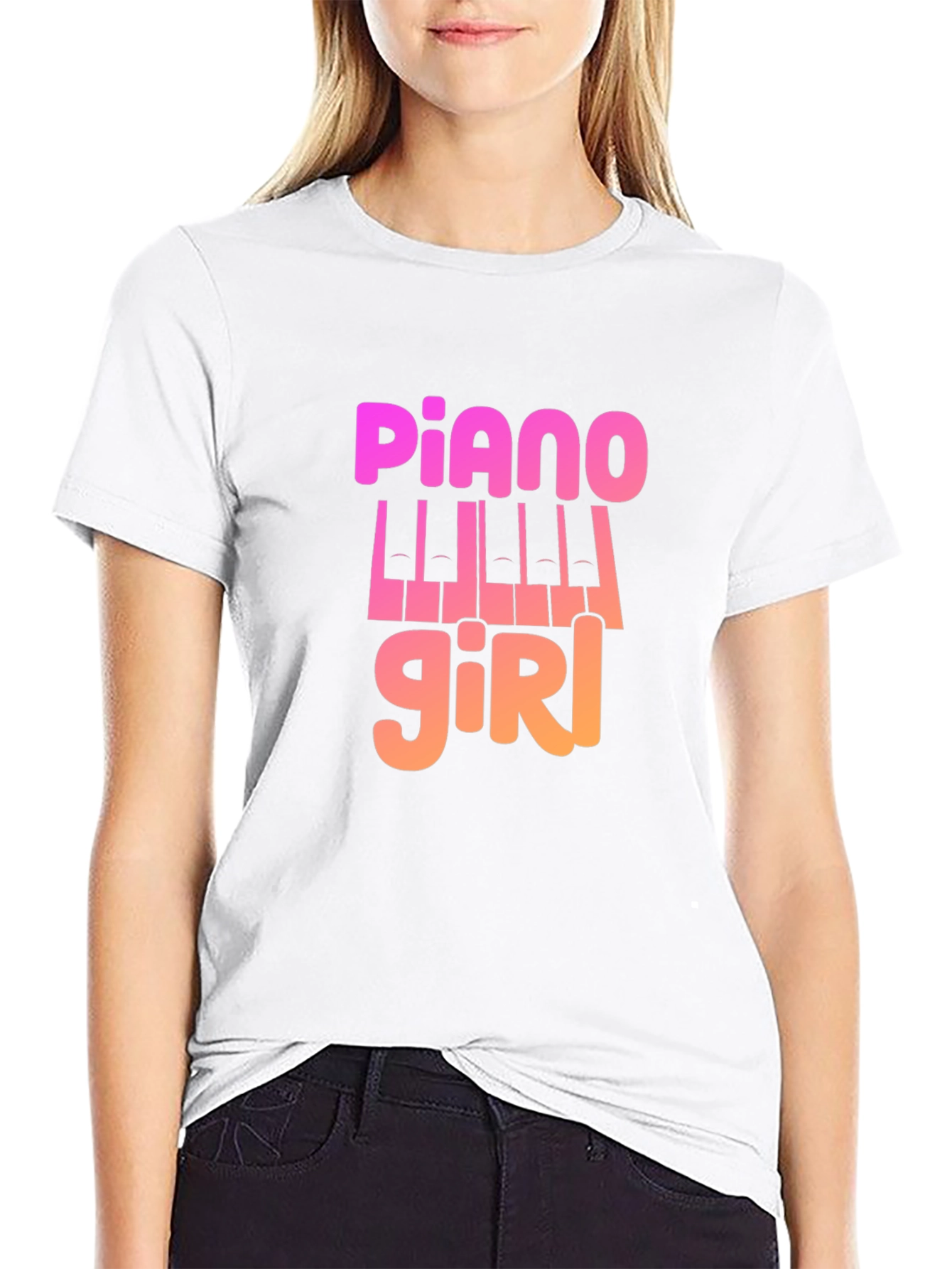 Piano Girl Graphic Tee - Music Lovers T-Shirt