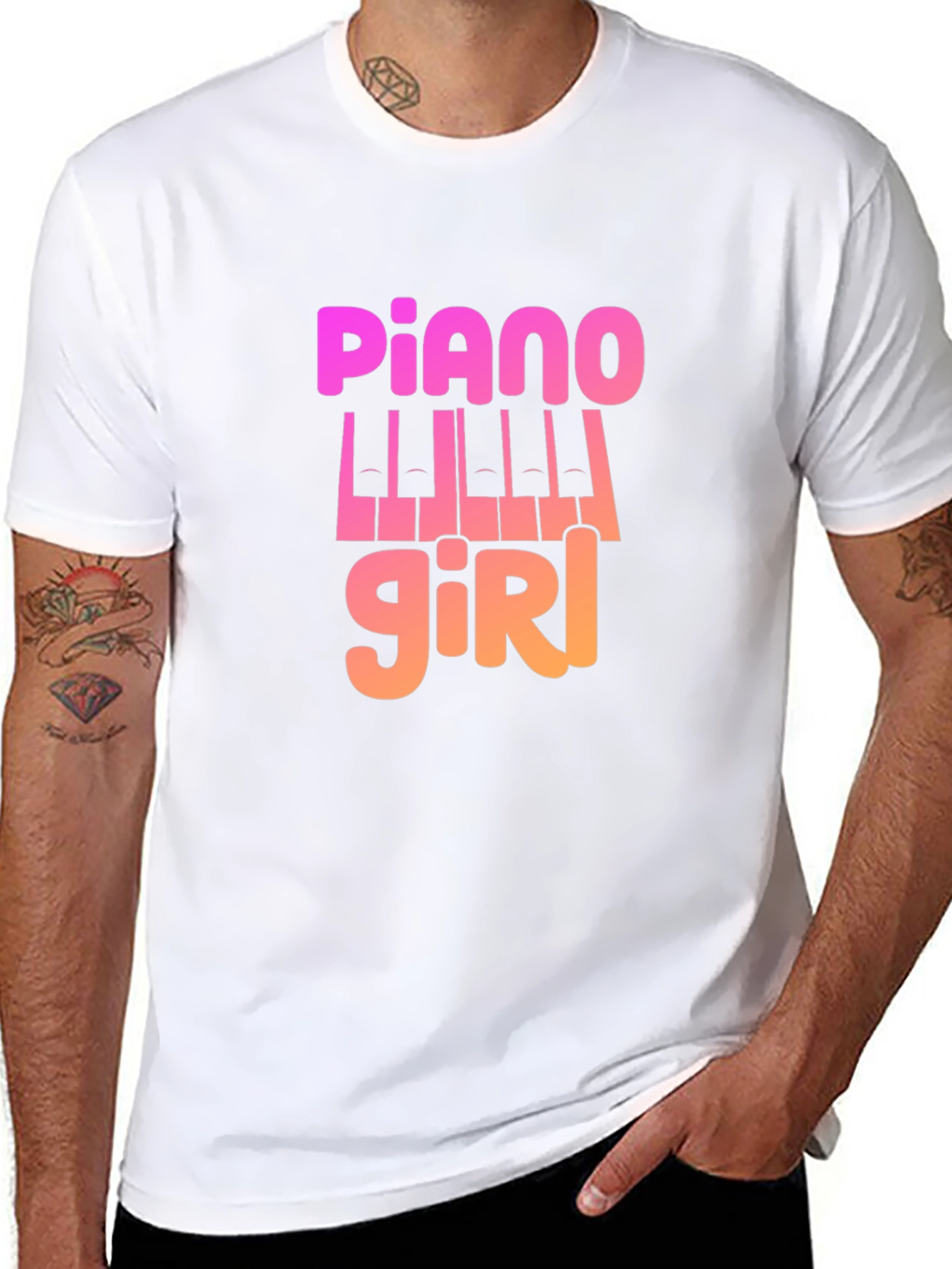 Piano Girl Graphic Tee - Music Lovers T-Shirt