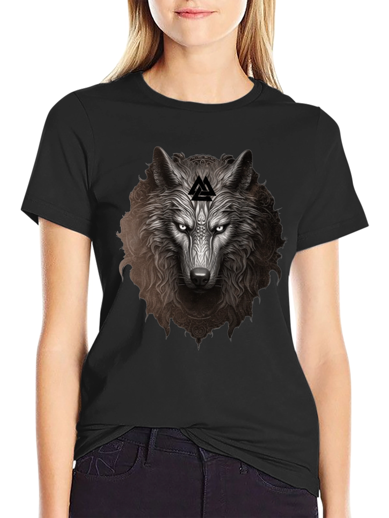 Wolf Head Graphic Tee - Viking Valhalla Design