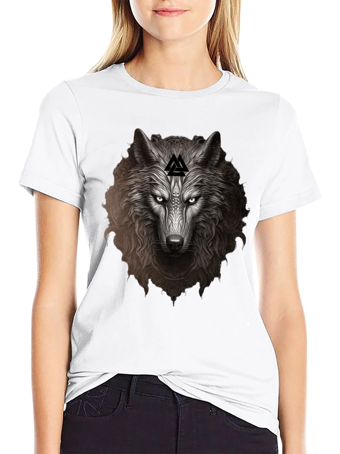 Wolf Head Graphic Tee - Viking Valhalla Design