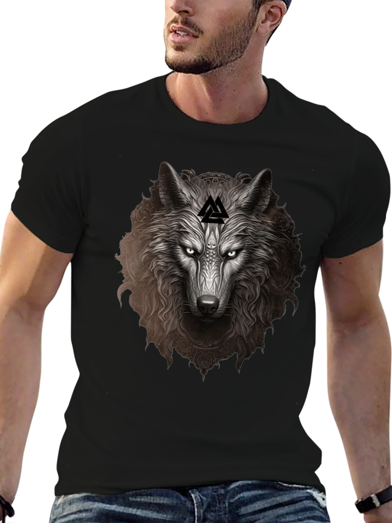 Wolf Head Graphic Tee - Viking Valhalla Design