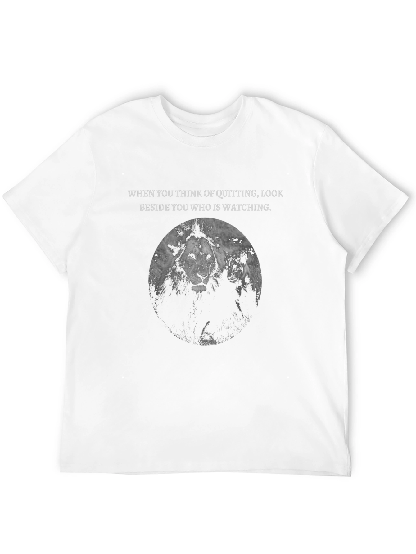 Motivational Lion Graphic Tee - Never Quit T-Shirt