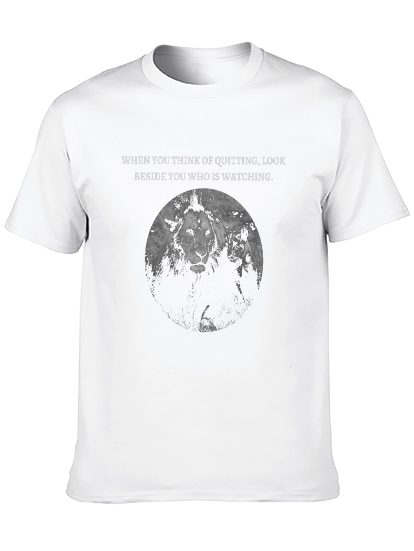 Motivational Lion Graphic Tee - Never Quit T-Shirt