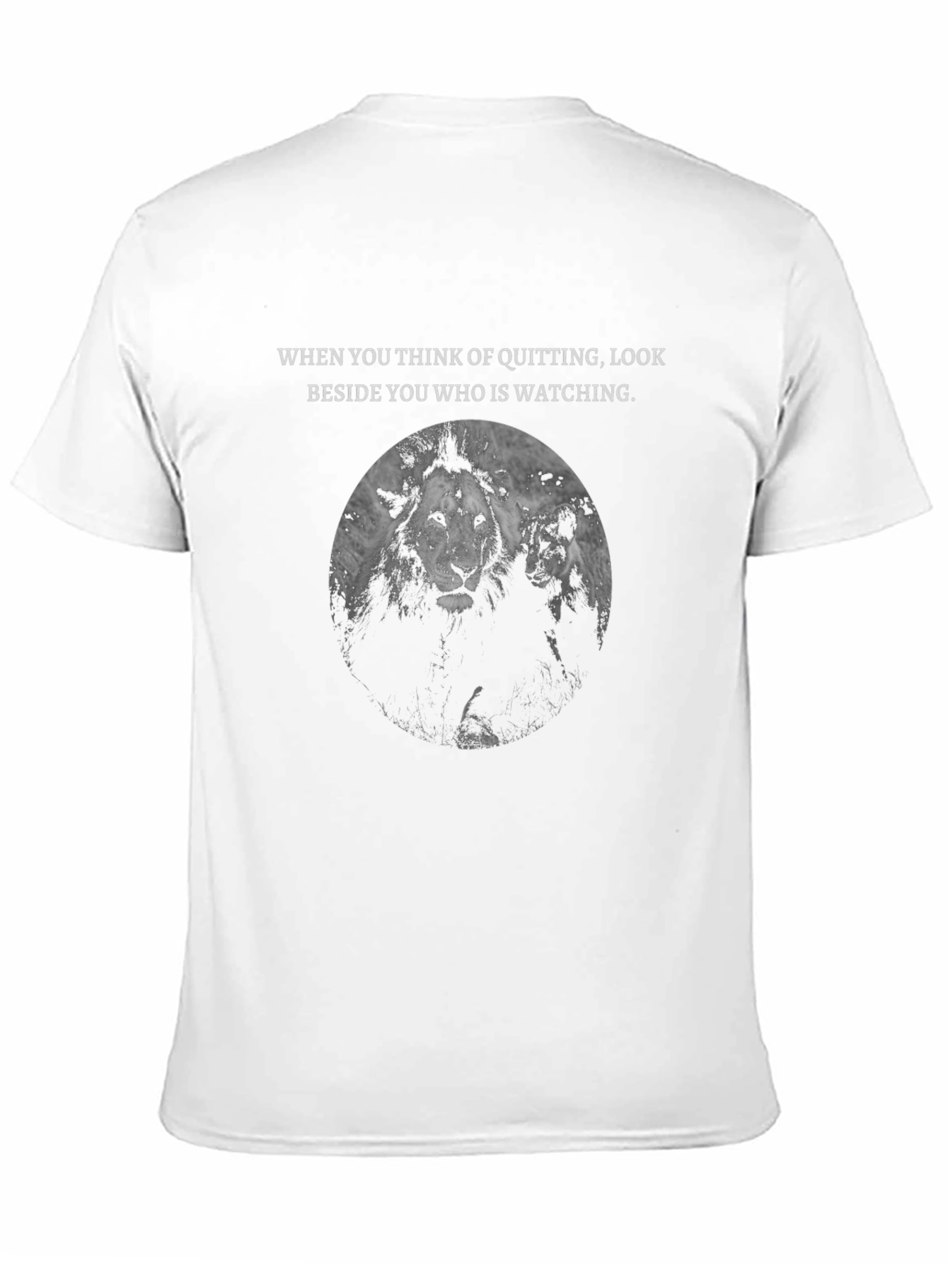 Motivational Lion Graphic Tee - Never Quit T-Shirt