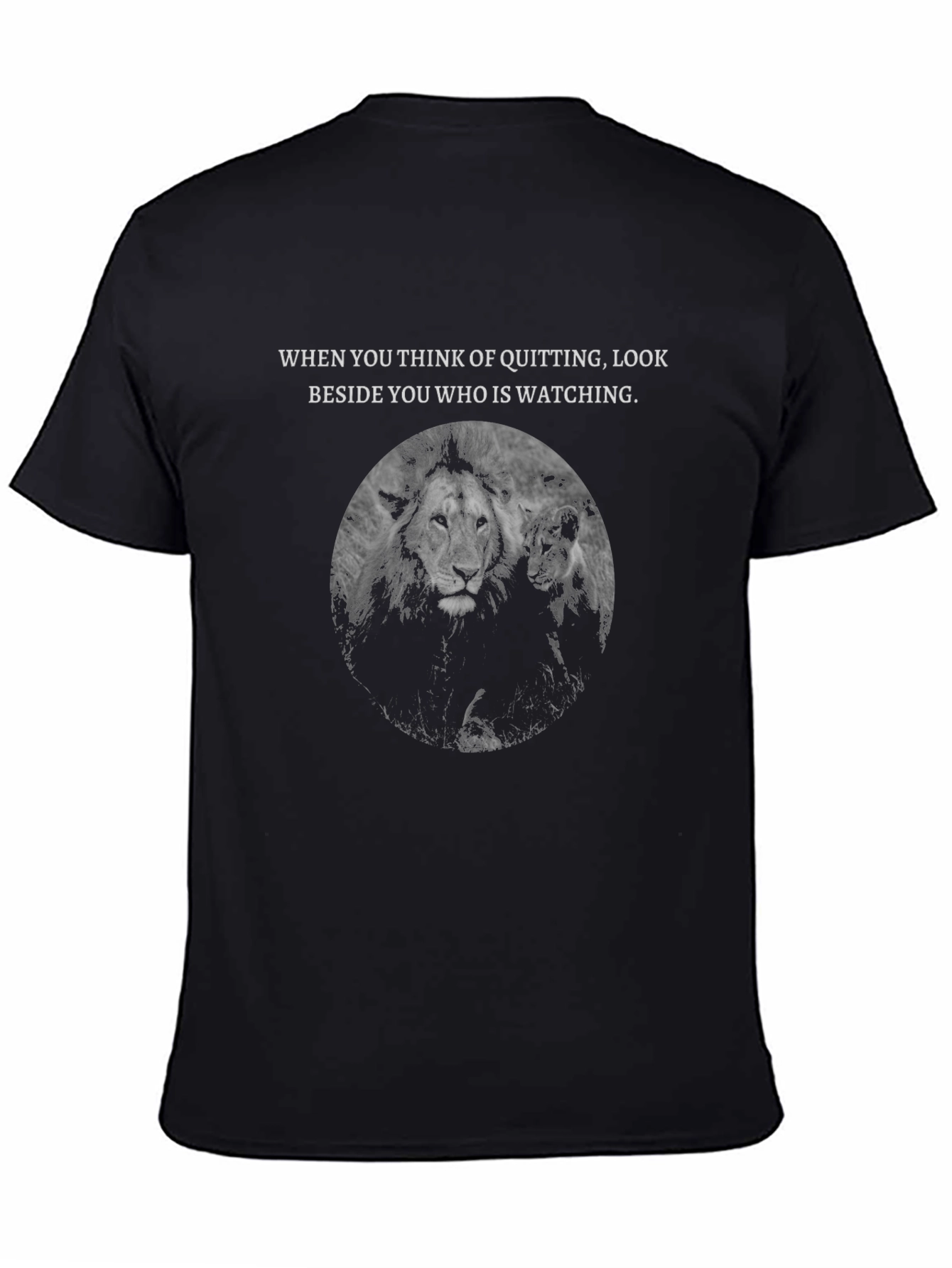Motivational Lion Graphic Tee - Never Quit T-Shirt