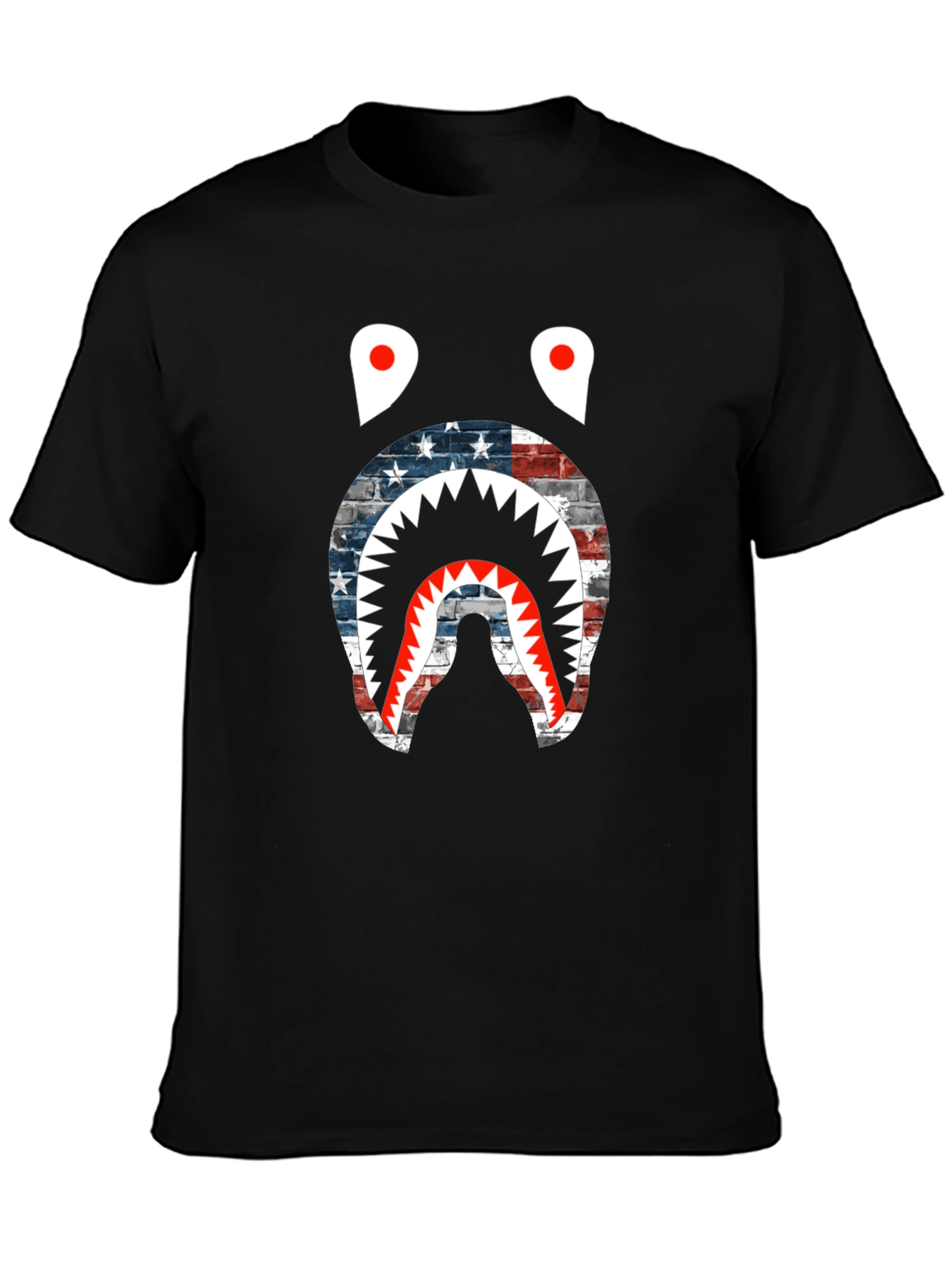 American Flag Shark Graphic T-Shirt