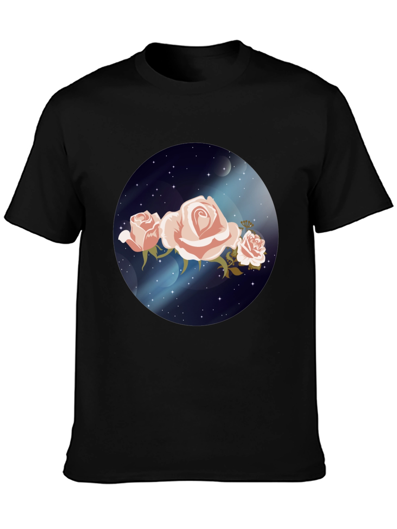 Floral Galaxy Black T-Shirt