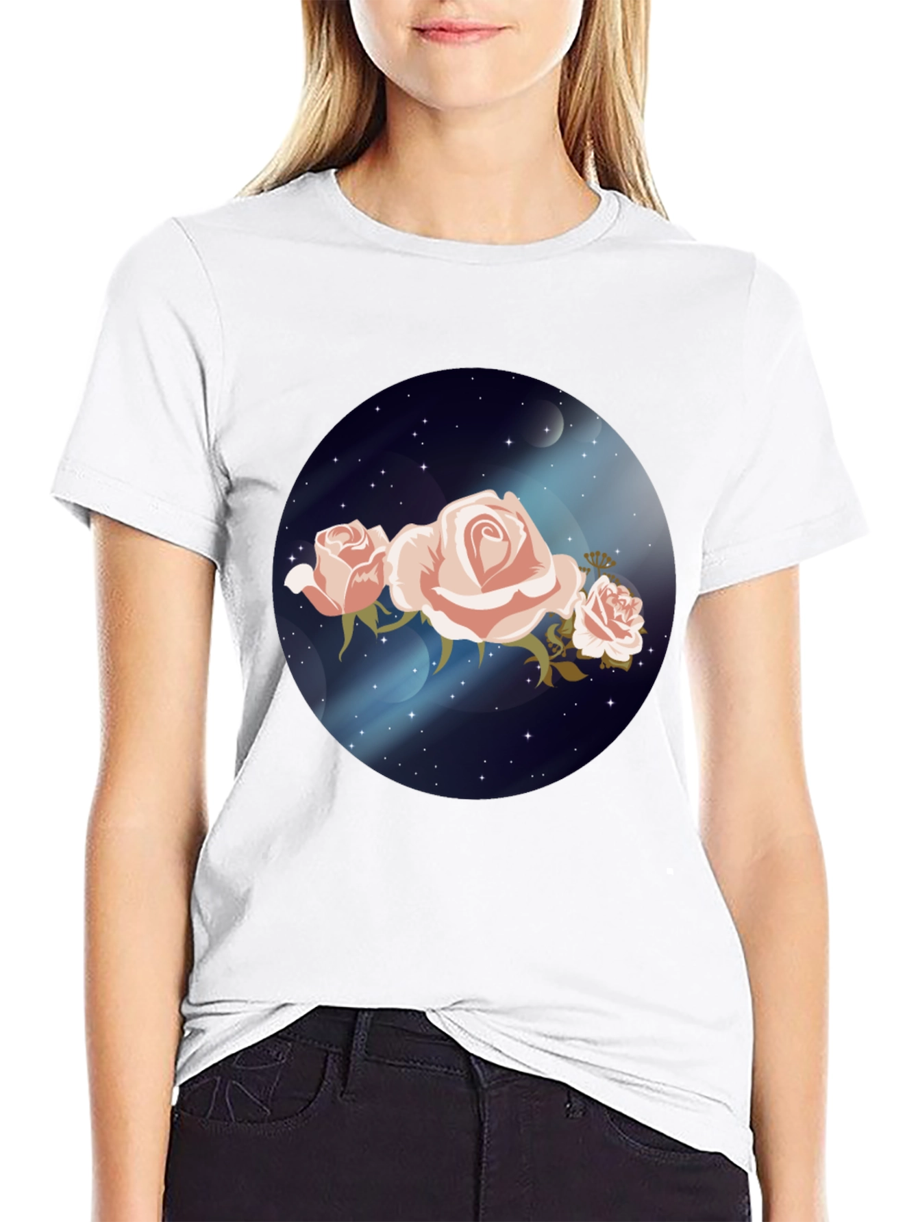 Floral Galaxy Black T-Shirt