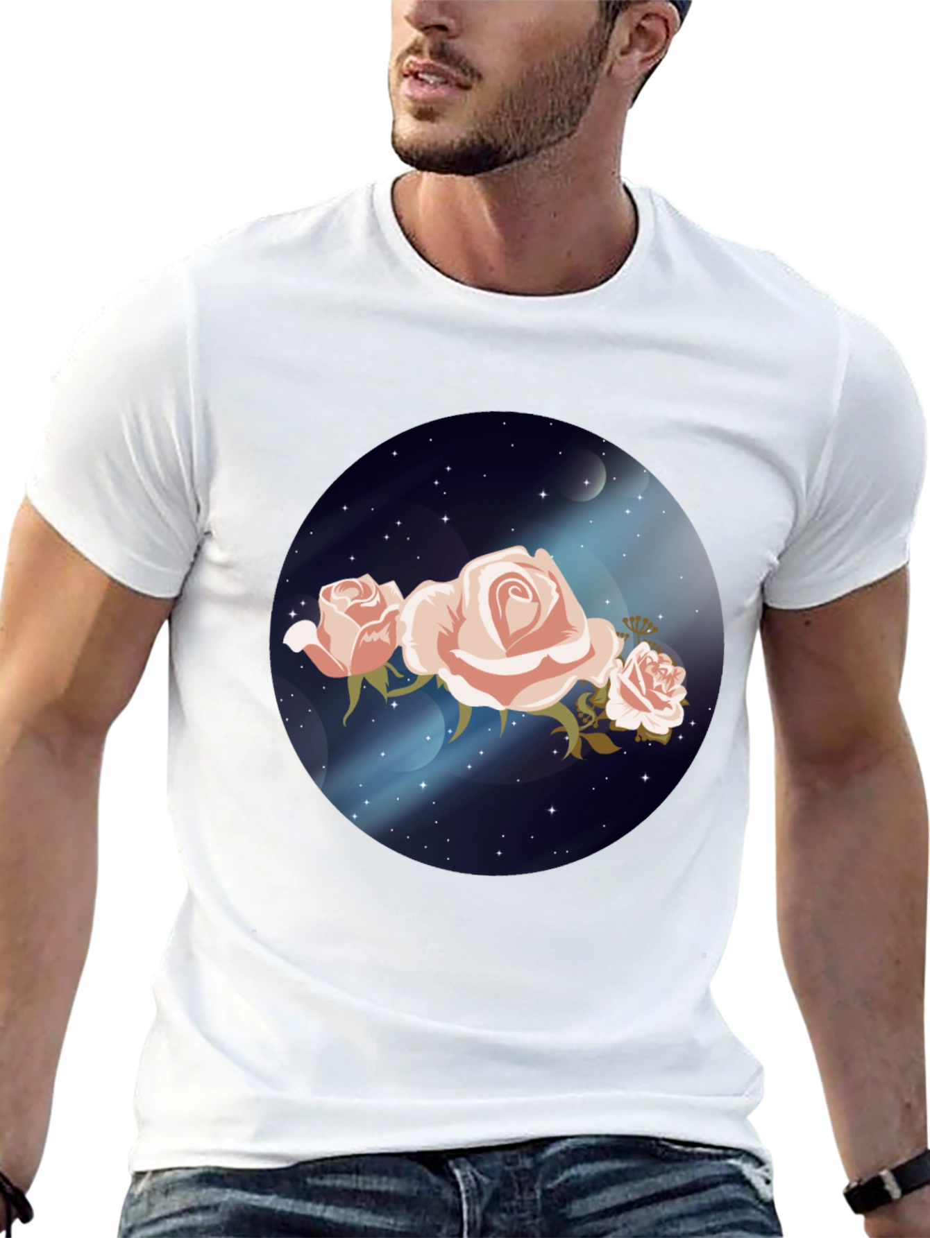 Floral Galaxy Black T-Shirt