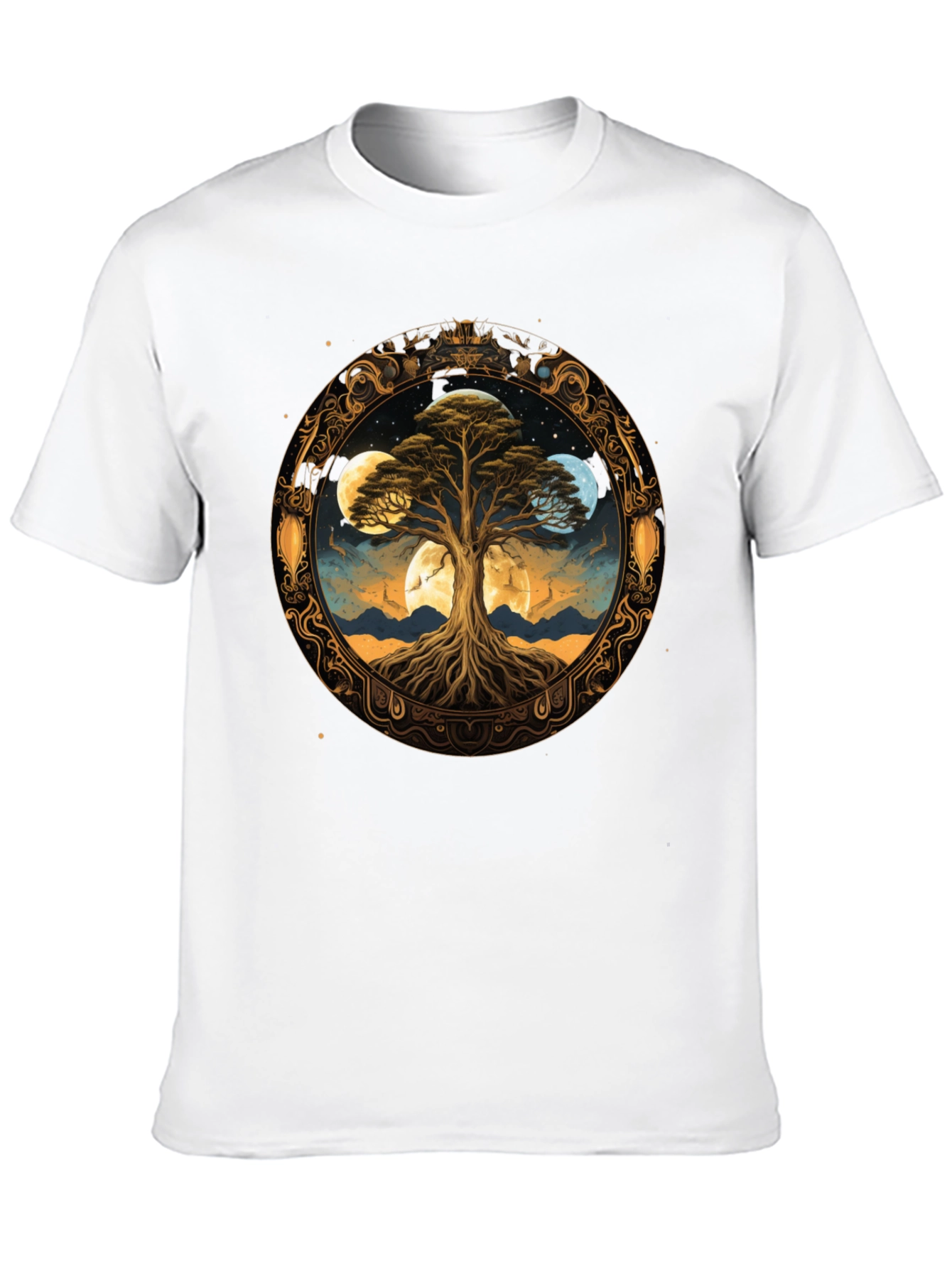 Mystic Tree Moon Phases Black T-Shirt