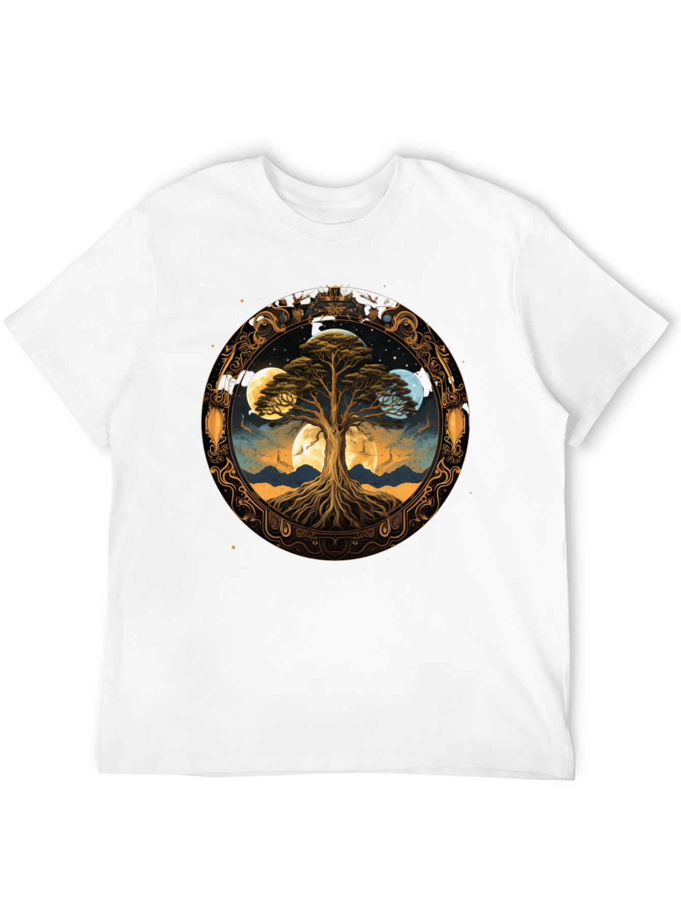 Mystic Tree Moon Phases Black T-Shirt